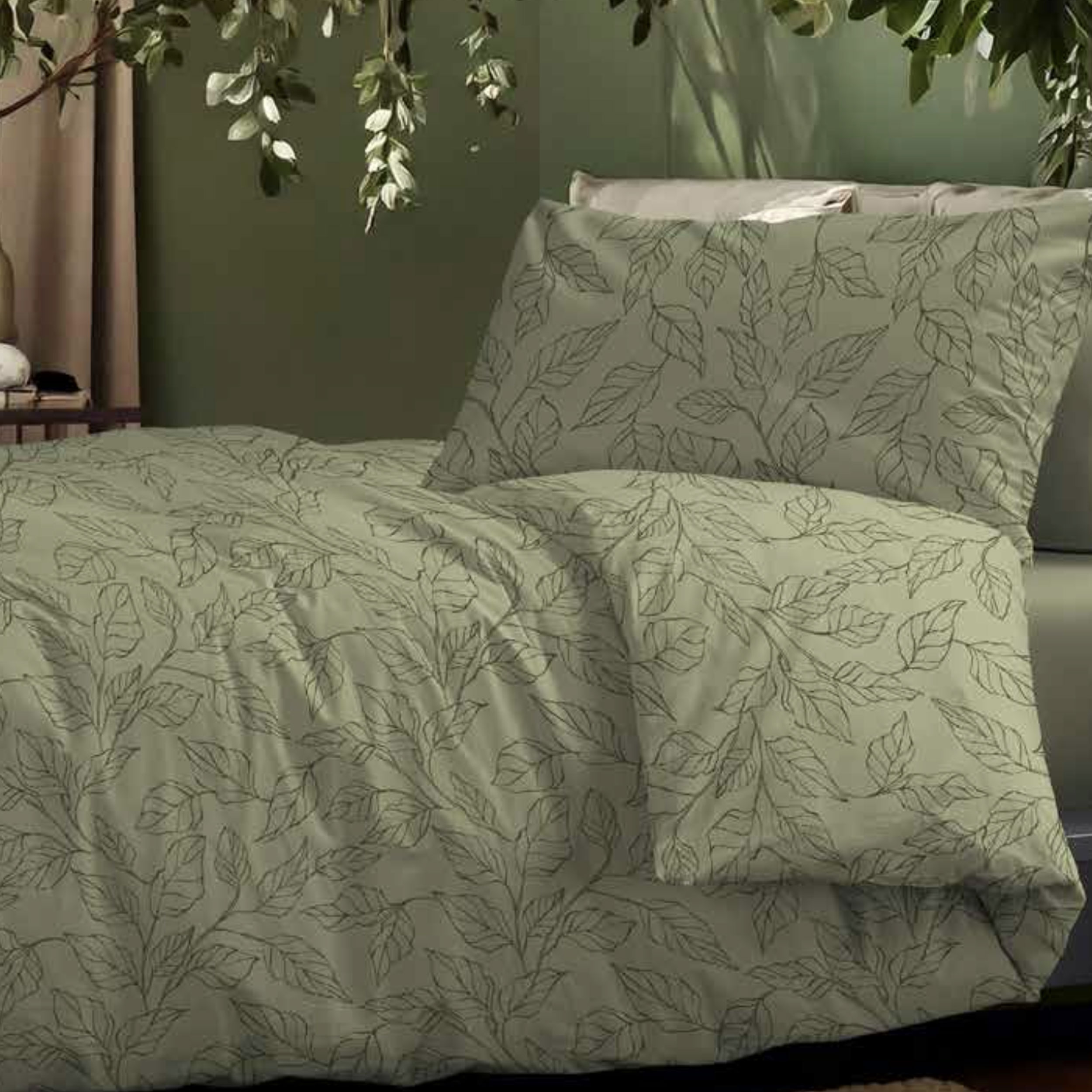 Completo Letto Matrimoniale Style Foglie Grigie Image