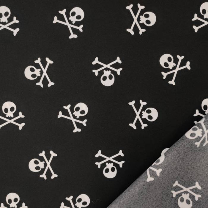 Tessuto Teschi Pirati Sfondo Nero