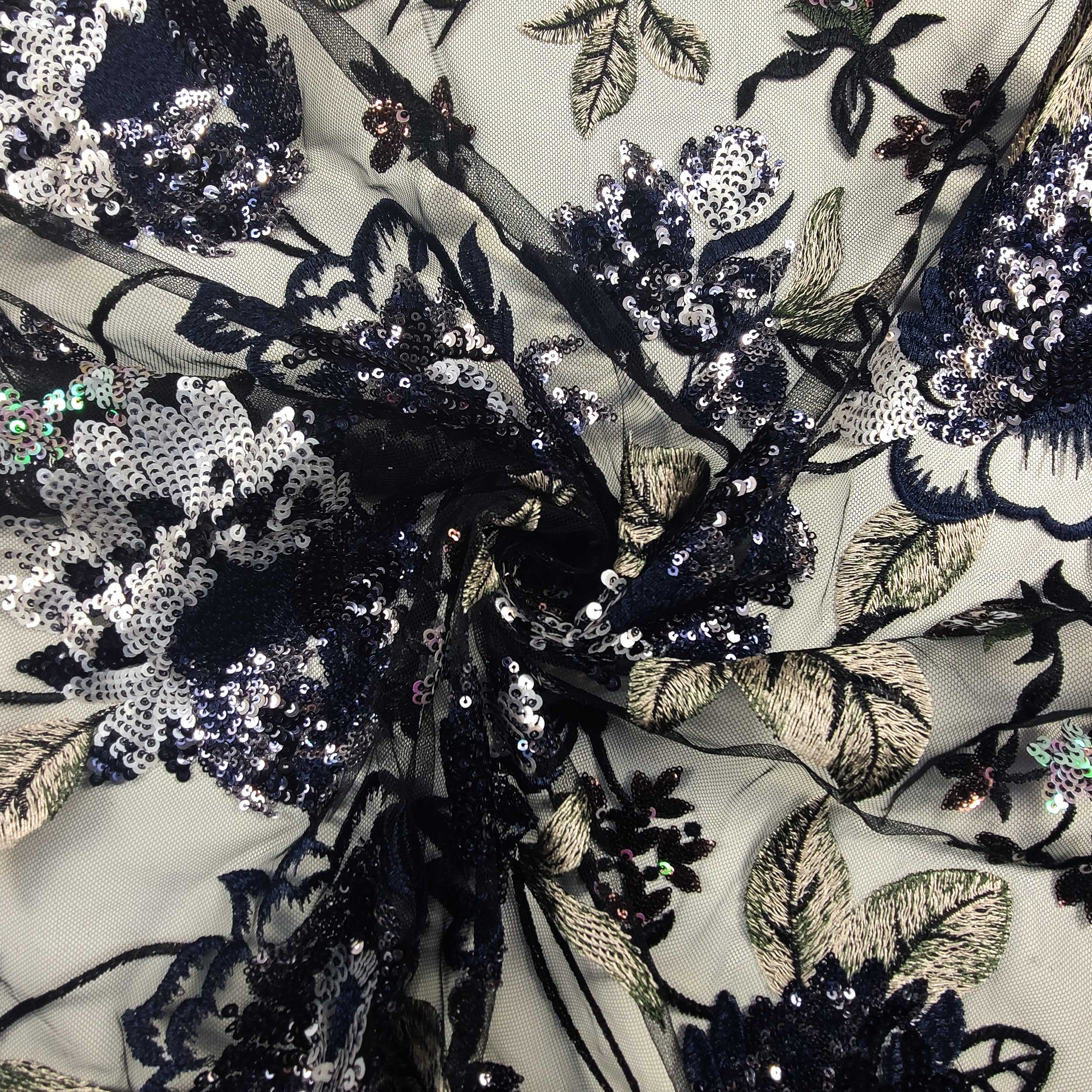 Pizzo Alta Moda Fiori Paillettes Image