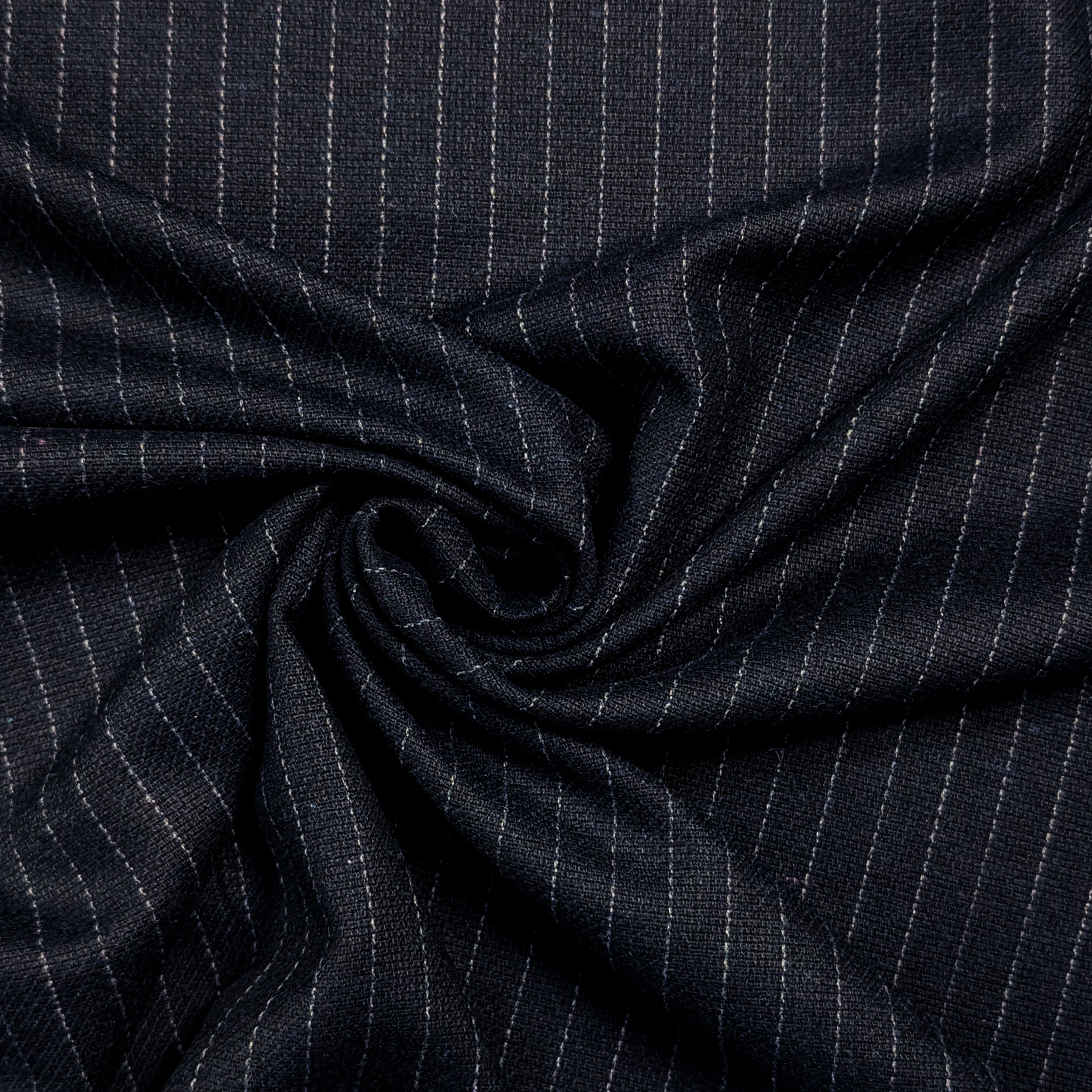 Tessuto Gessato Cotone Blu Scuro Image