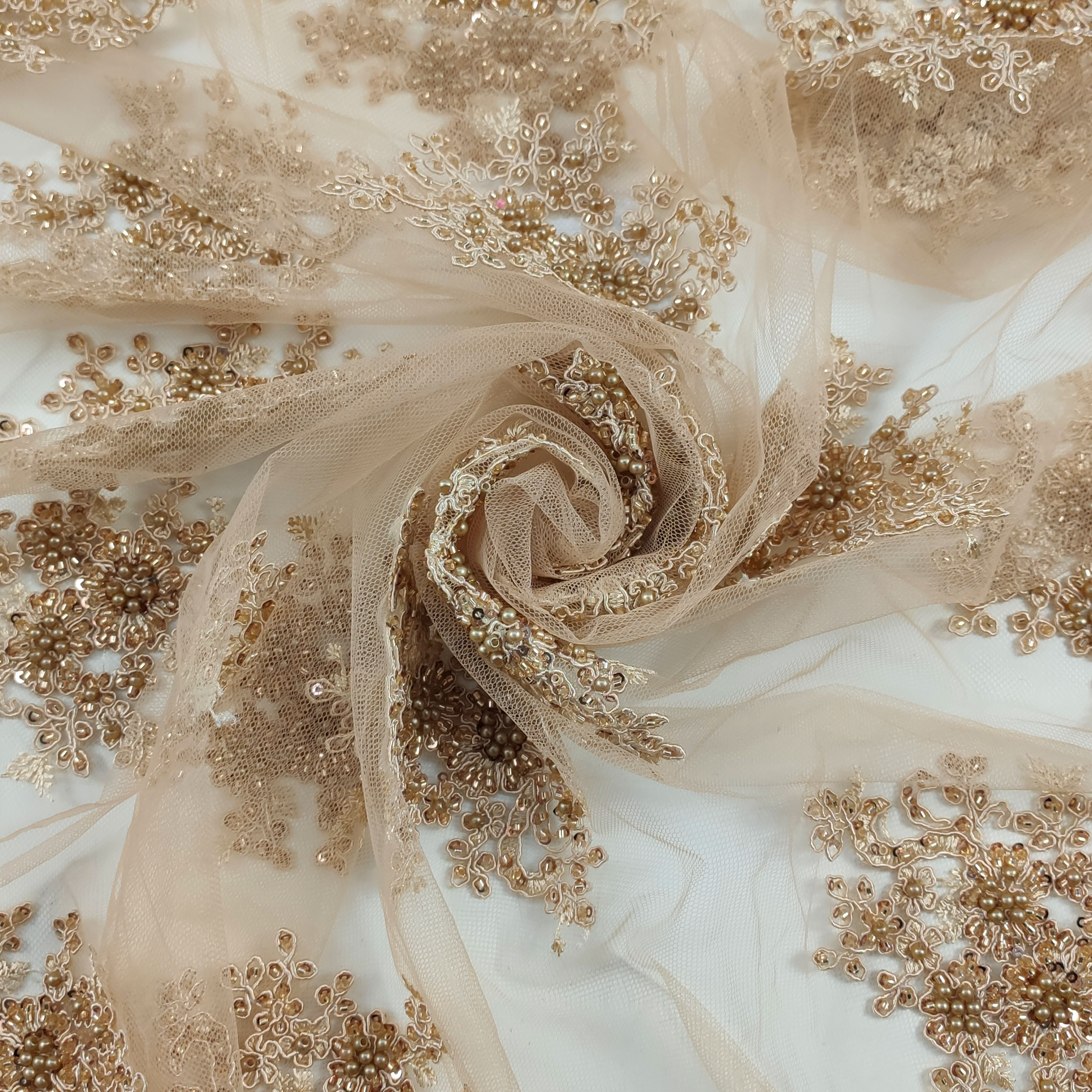 Tulle Ricamato Perline Lux Oro Image