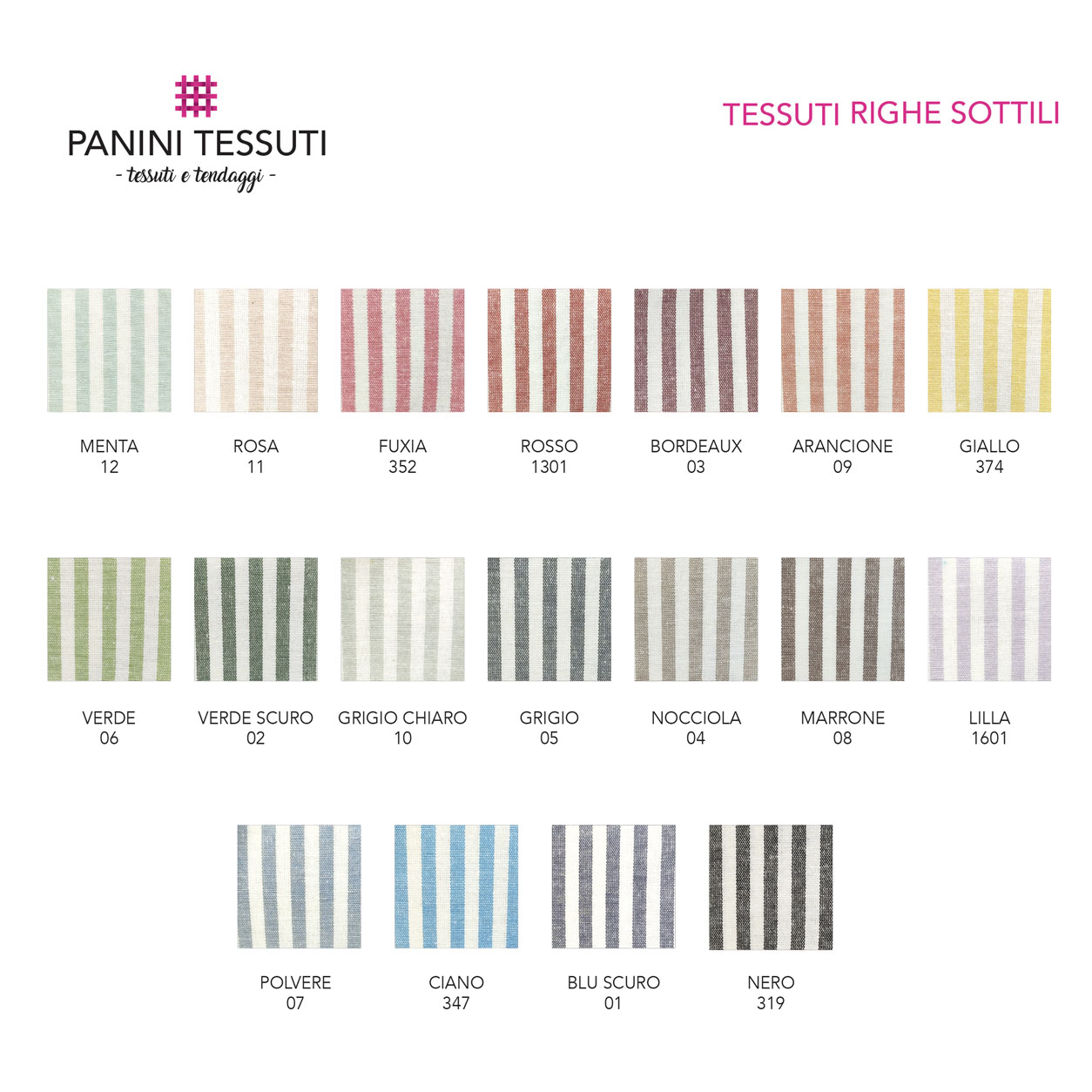 Tabella Colore Tessuti Righe Sottili