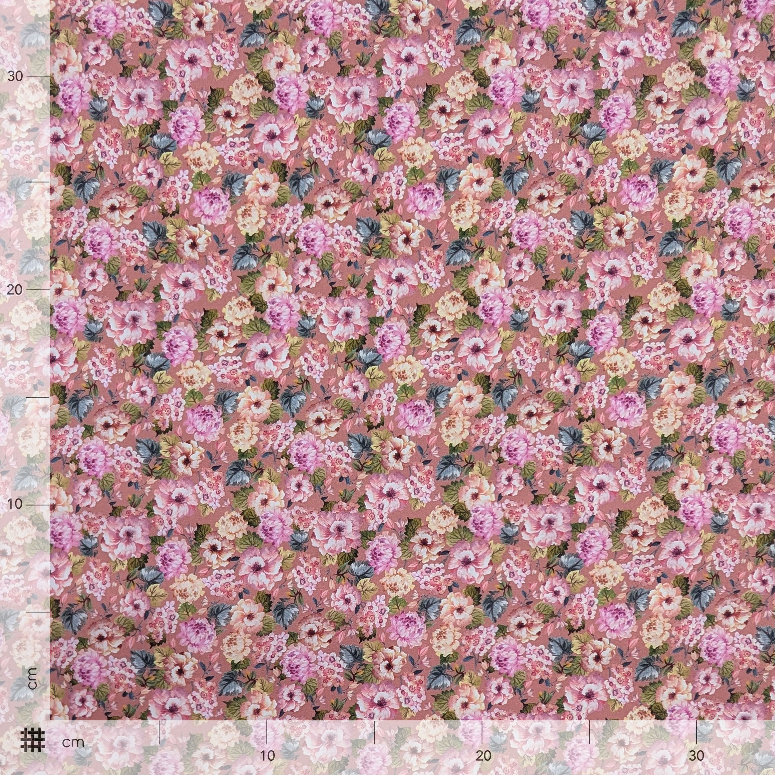 Popeline Cotone Bouquet Romantico Rosa Image