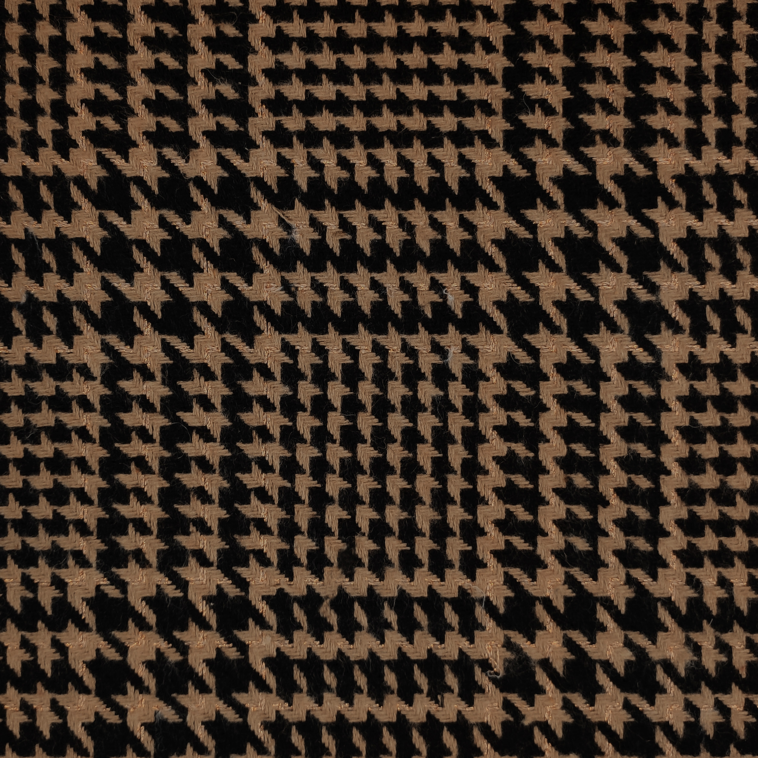 Tessuto Per Cappotto Lurex Pied de Poule Nero Cammello