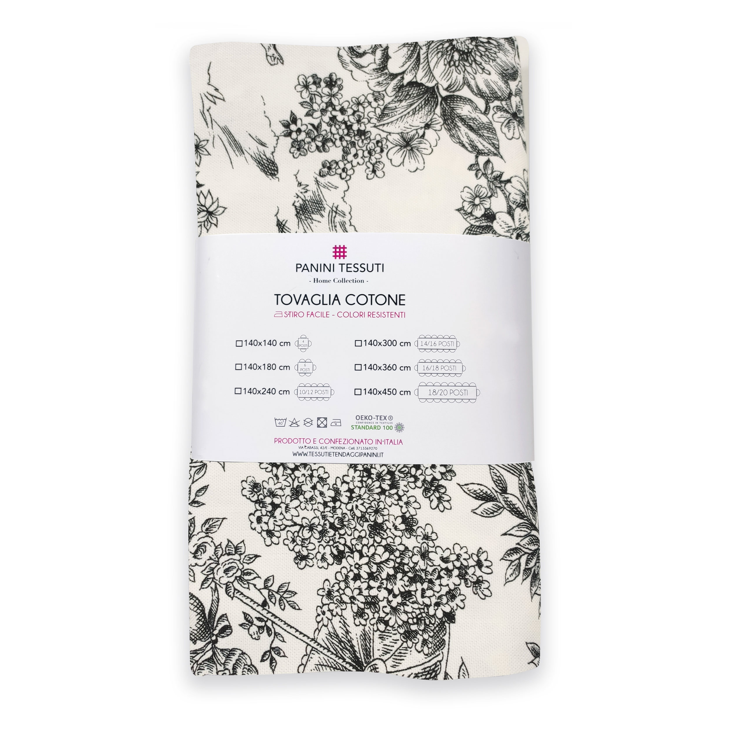 Tovaglia Confezionata Toile De Jouy Nero