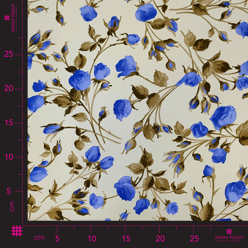 Tessuto Seta Alta Moda Rose Blu