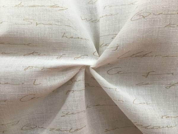 Tessuto Tendino Scritte Beige