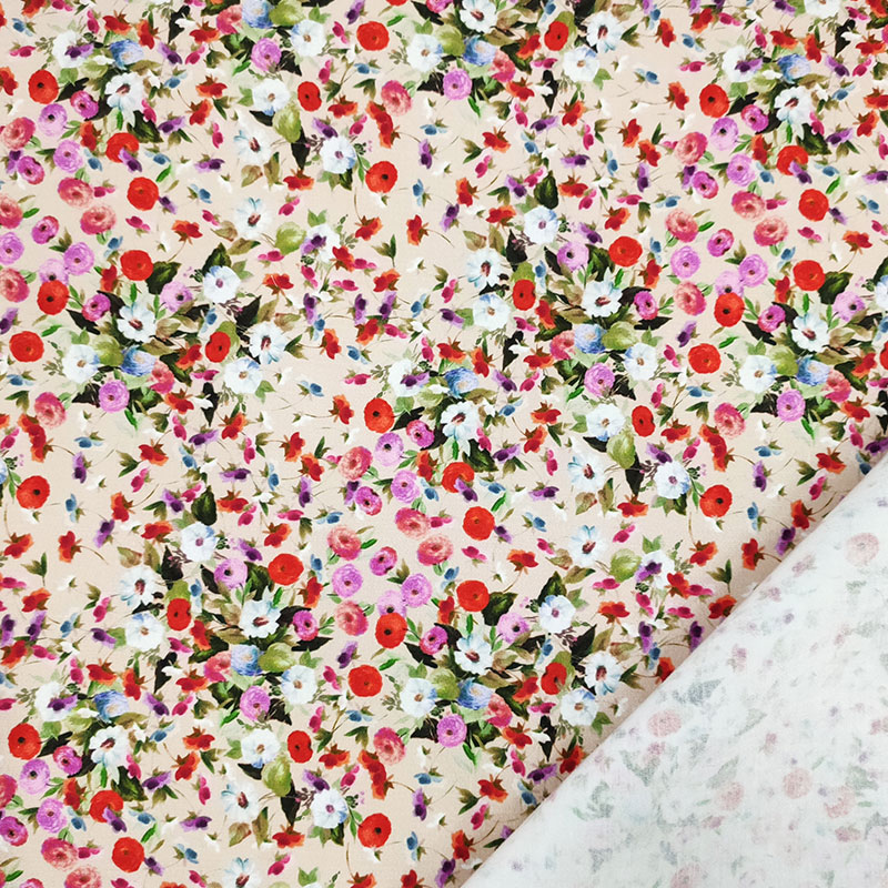 Leggero tessuto di cotone fiorellini sfondo rosa