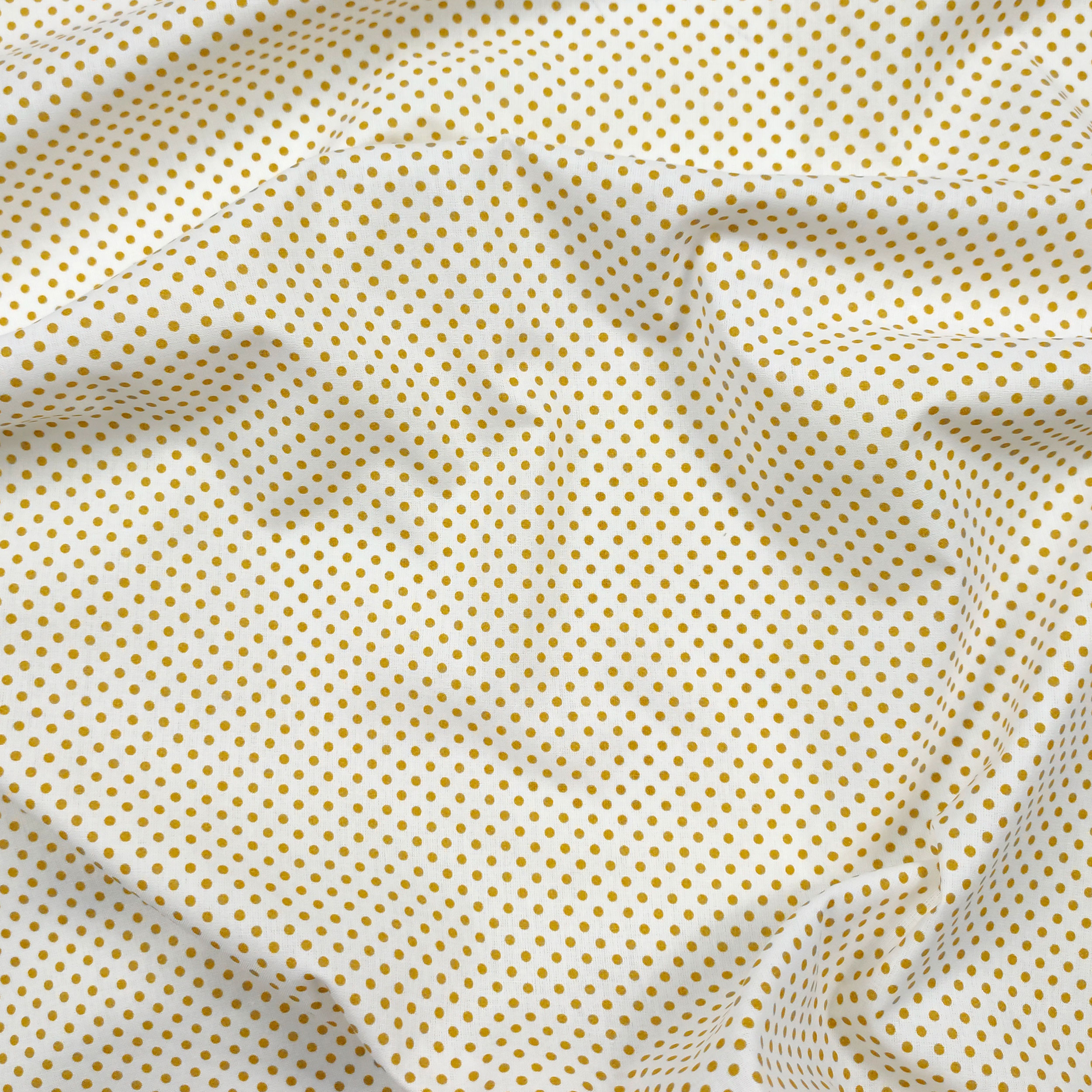 Tessuto Cotone Bianco Pois Senape Image