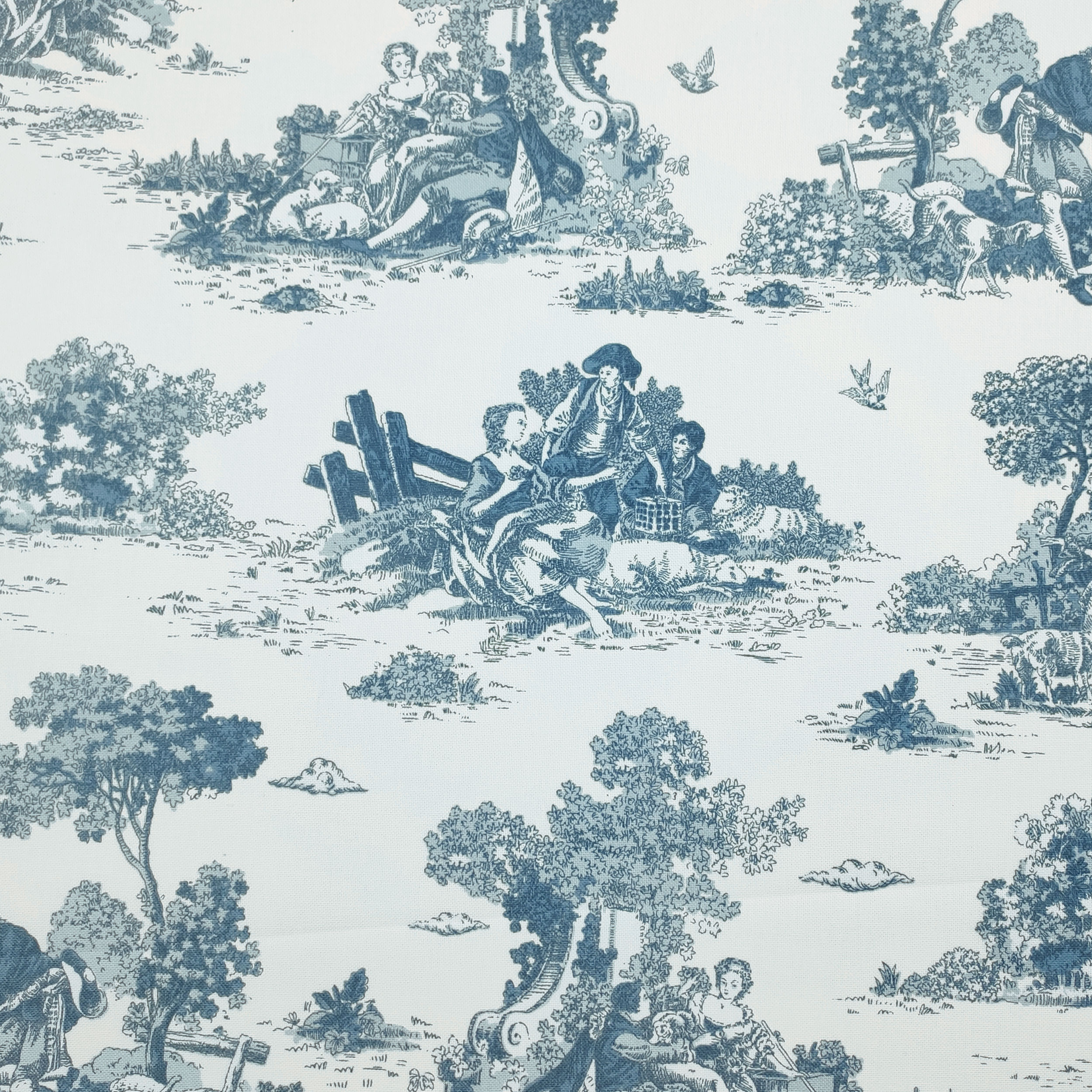 Ritaglio Panama Toile de Jouy Petrolio 50x140 cm Image