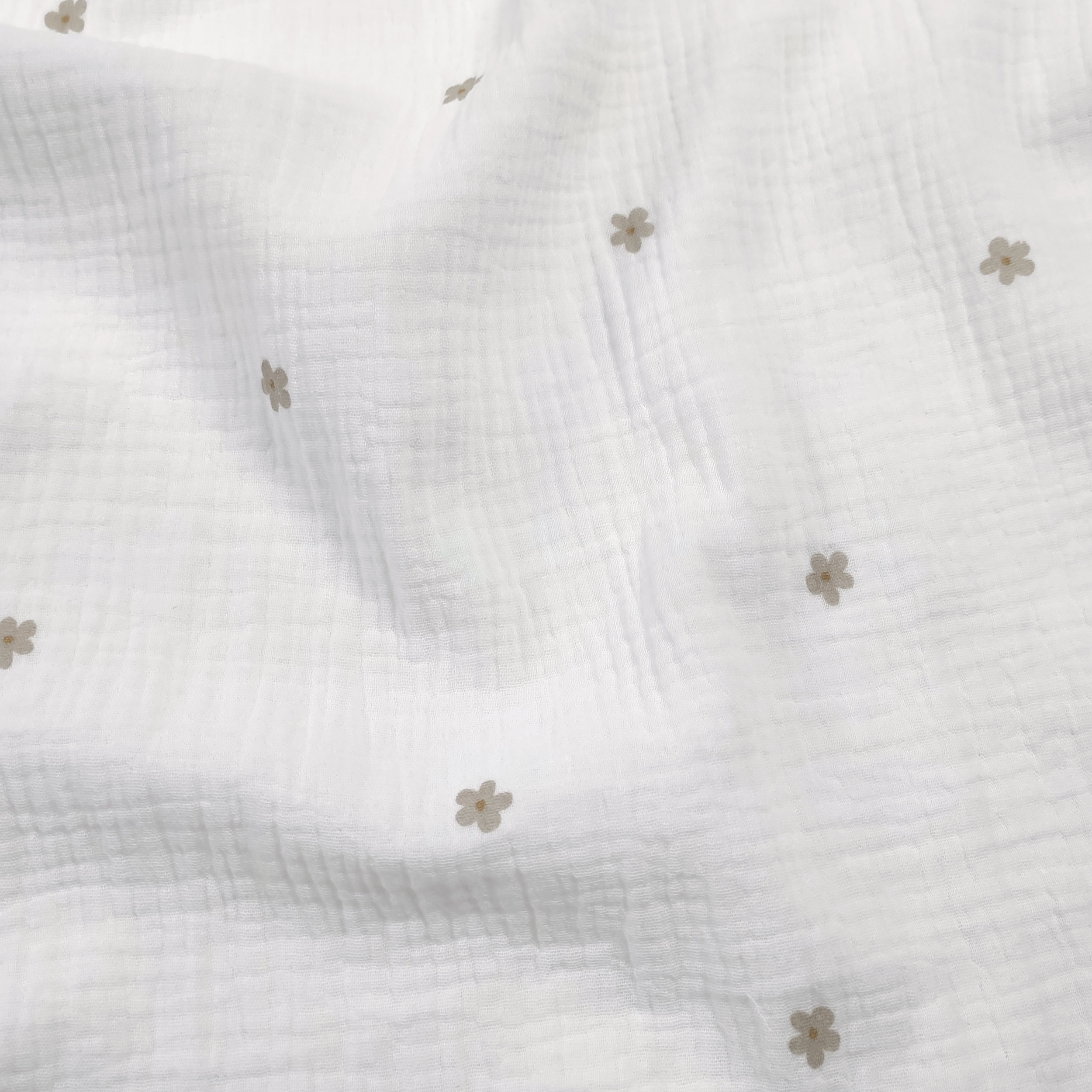 Mussola Cotone con Fiorellini Beige
