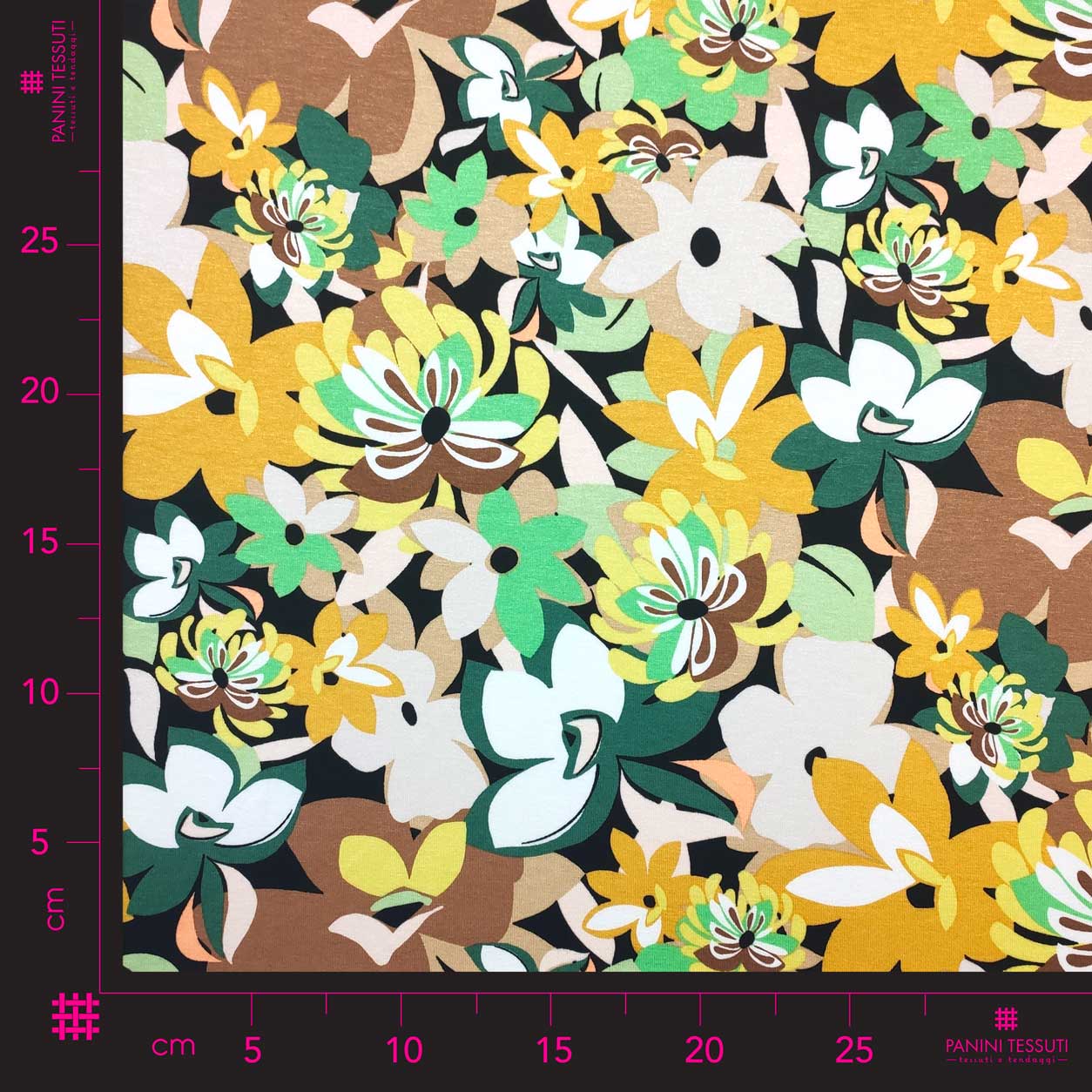 Jersey fiori ocra verdi