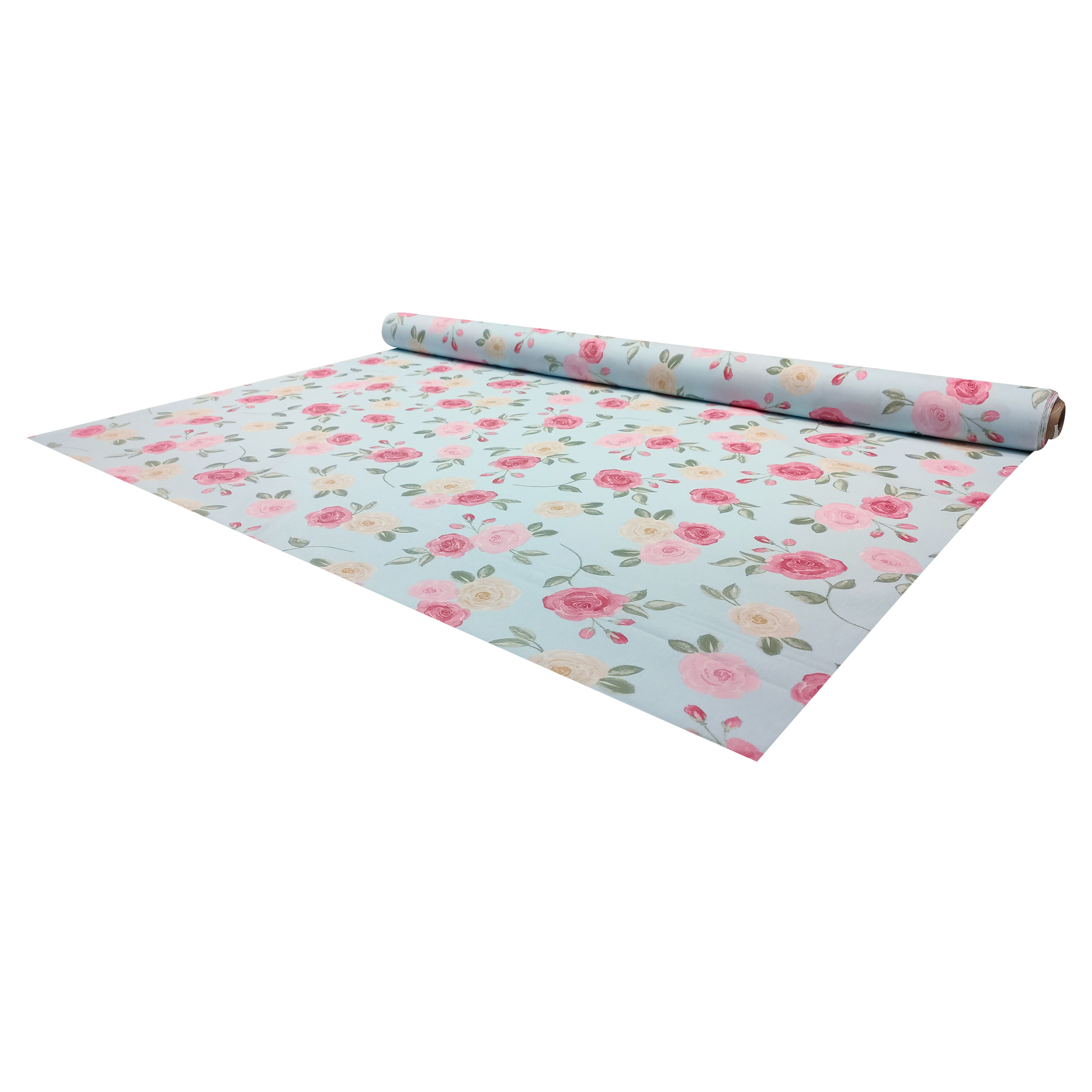 Tessuto Panama Rose Sfondo Celeste