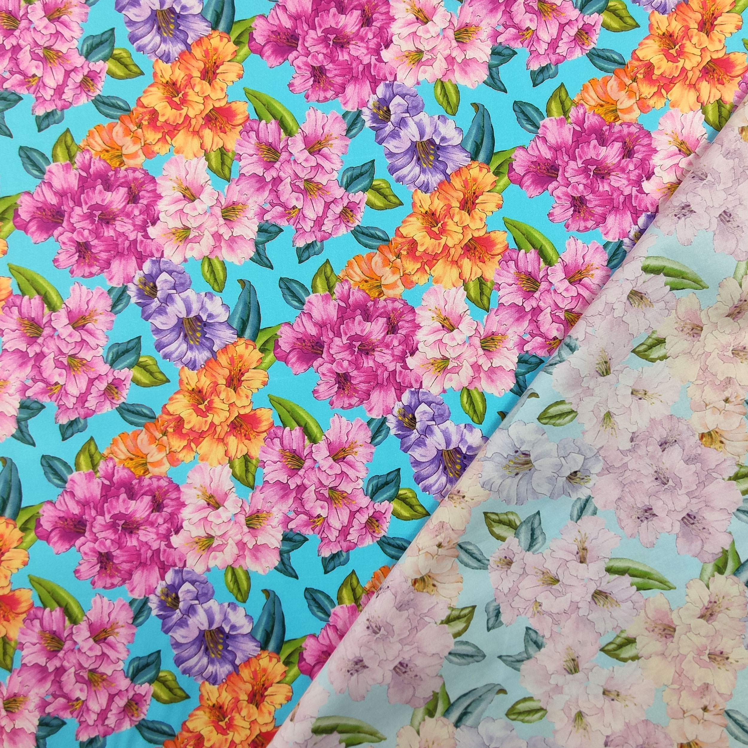 Cotone Elasticizzato Fantasia Fiori Grandi Colorati