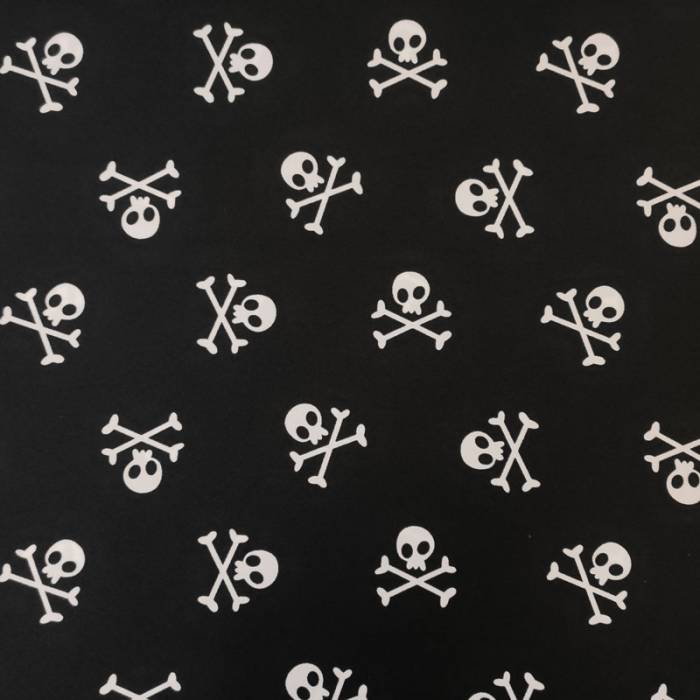 Tessuto Teschi Pirati Sfondo Nero