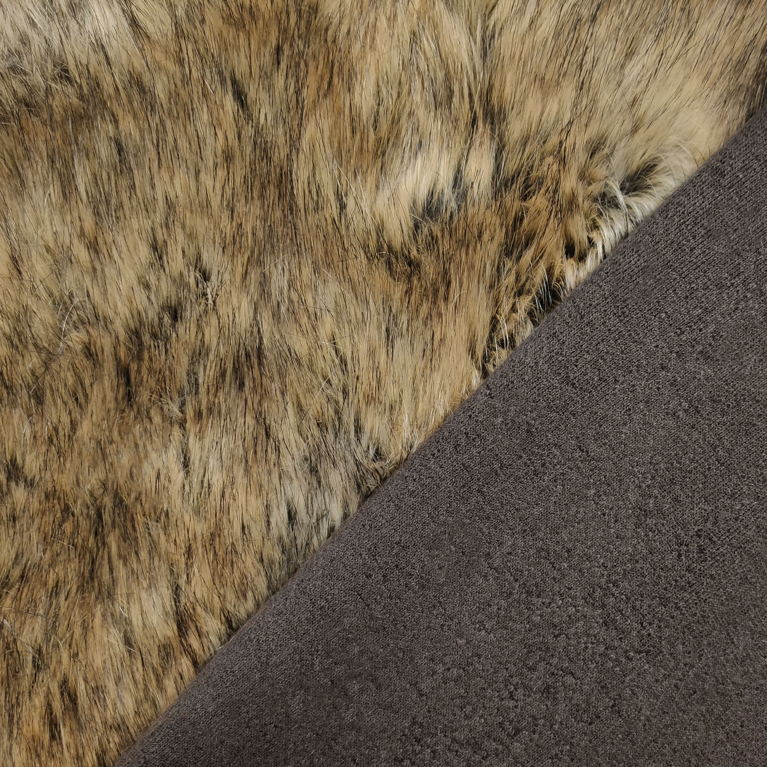 Tessuto Pelo Lungo Simil Visone Beige Melange