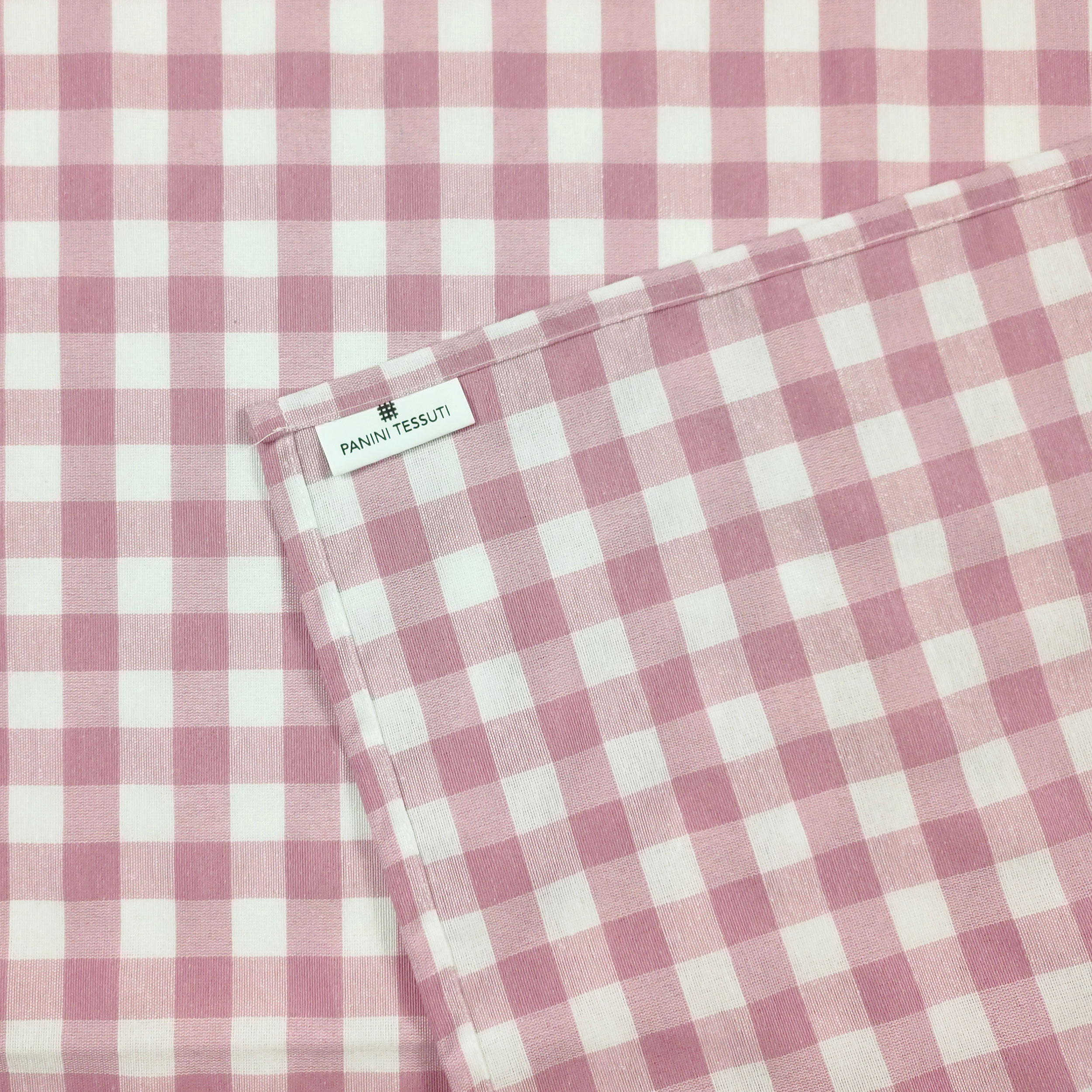 Tovaglia Confezionata Tinto In Filo Quadretti Rosa Image
