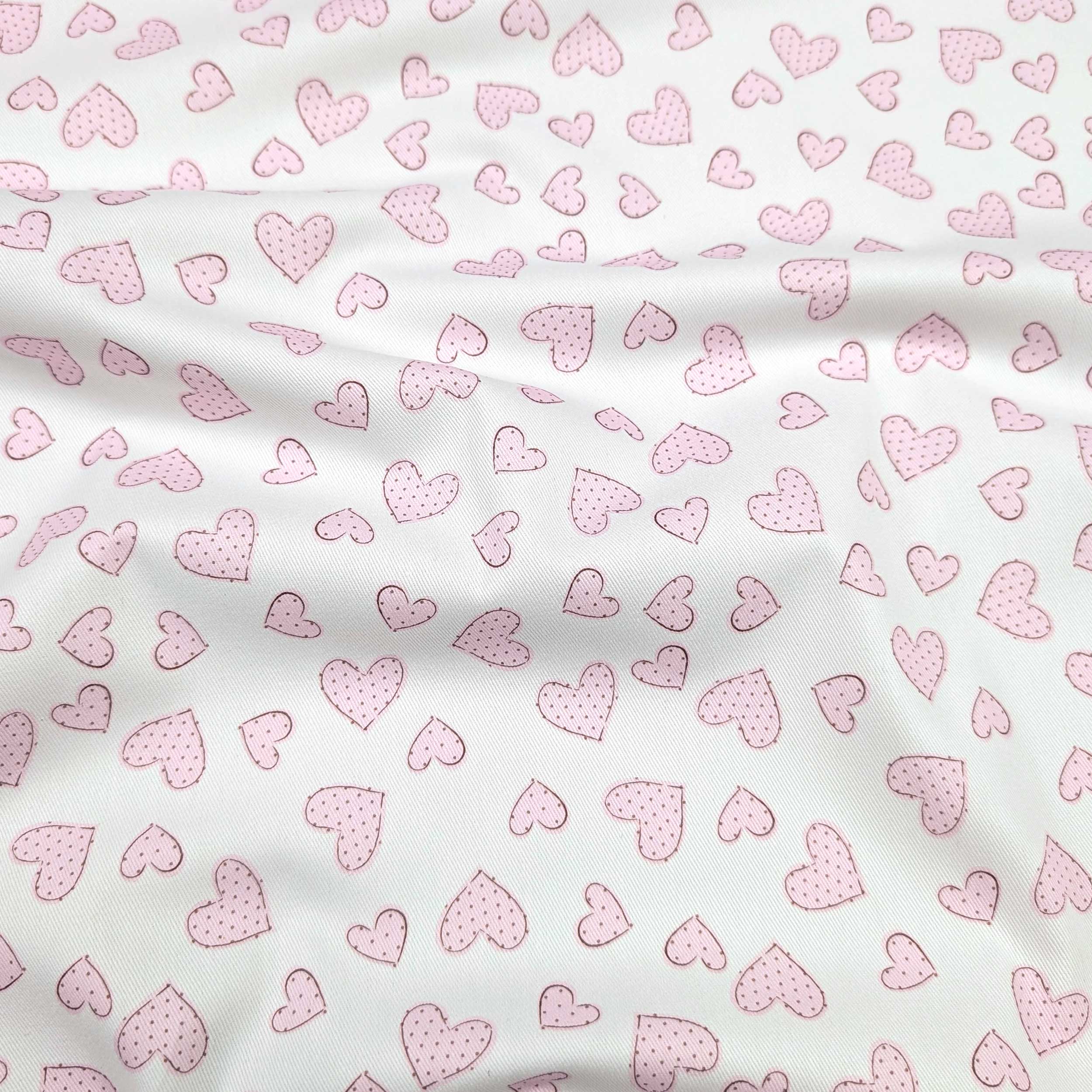 Gabardine Cotone Cuori Rosa Image