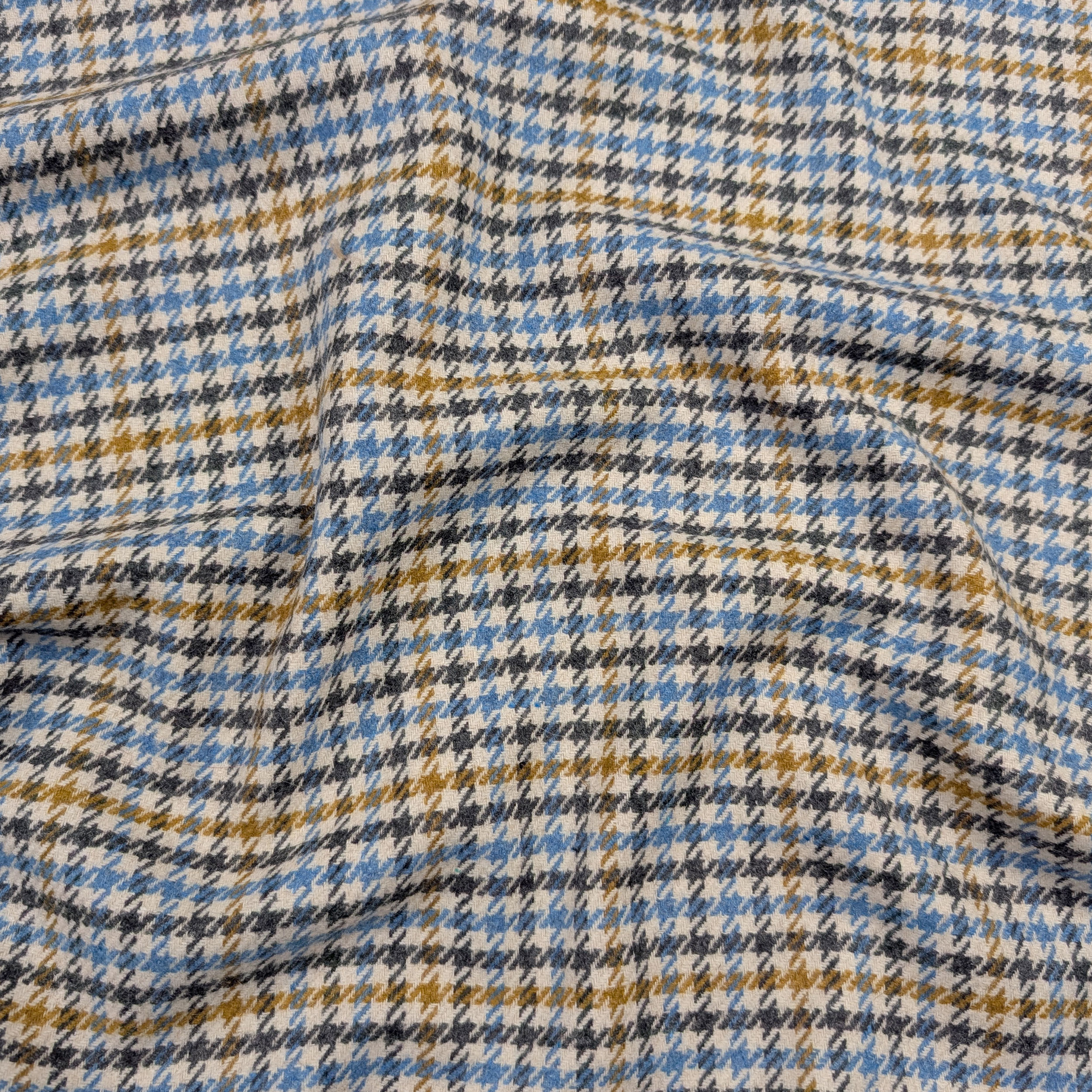 Misto Lana Pied de Poule Ocra e Azzurro Image