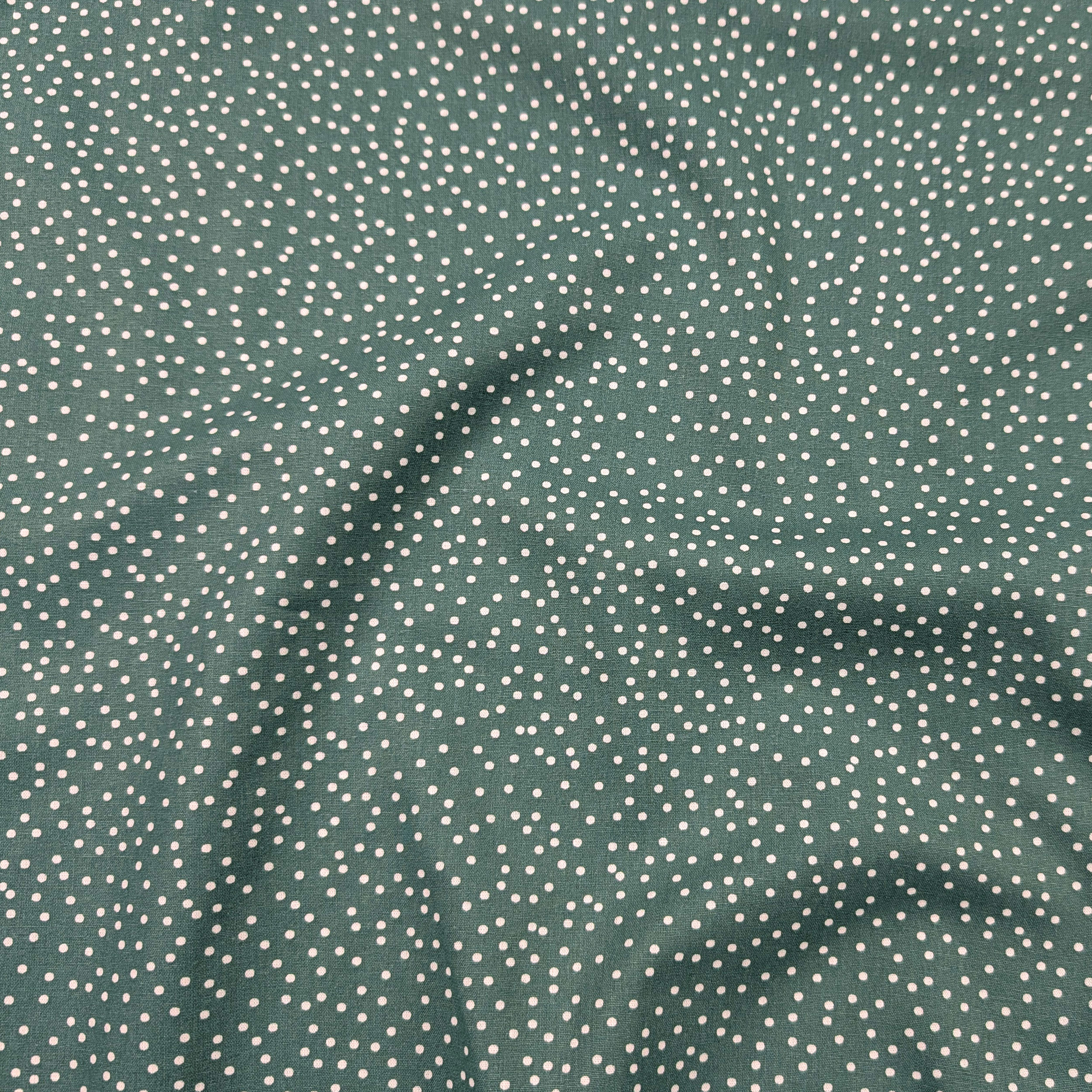 Popeline Cotone Pois Bianchi Sfondo Verde Grigio Image
