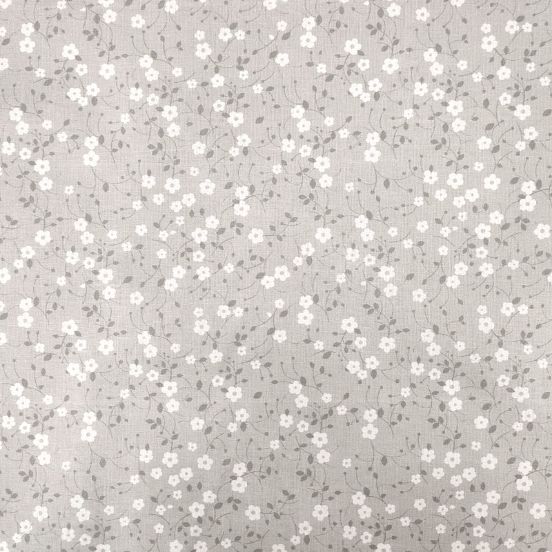 Tessuto cotone fiorellini sfondo grigio