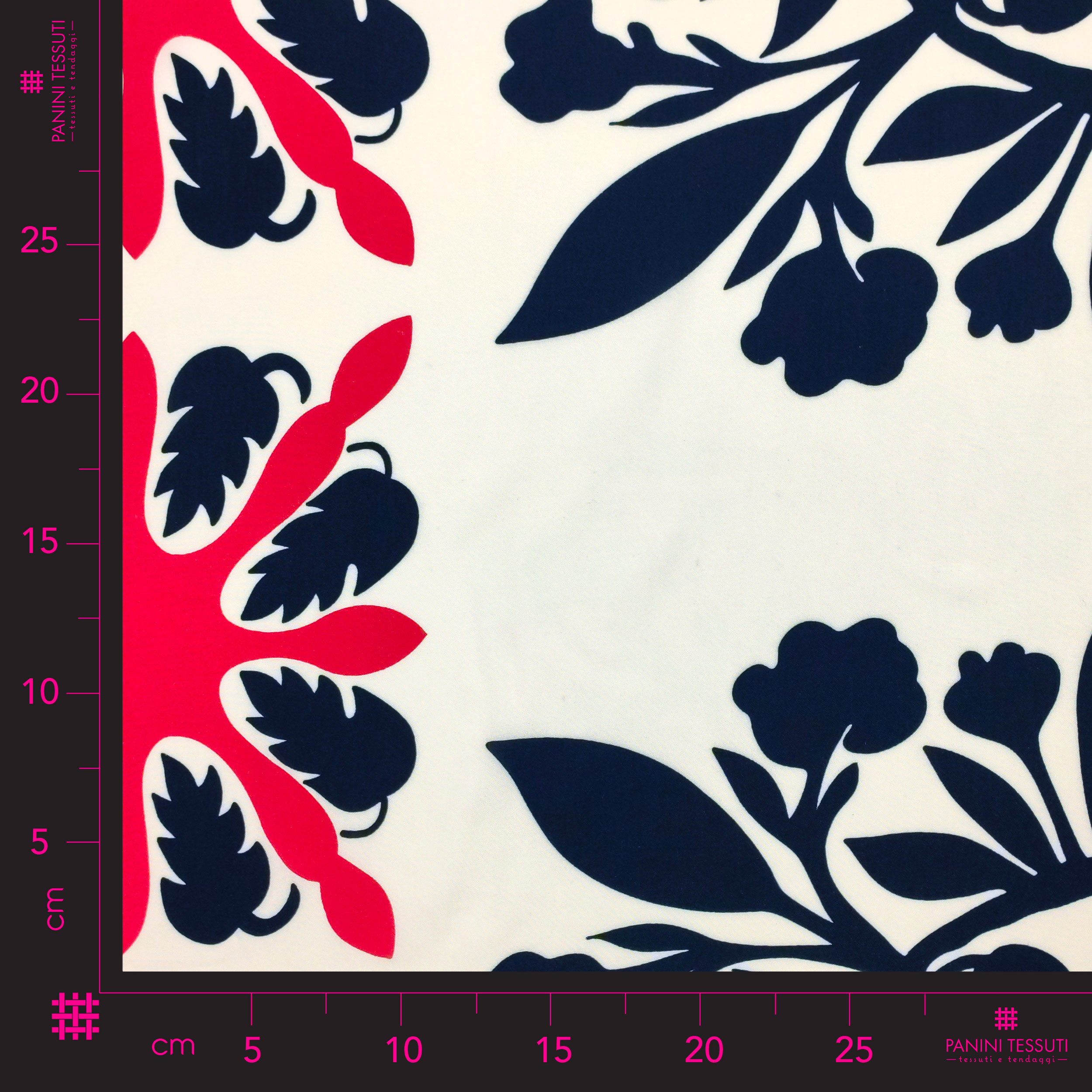 Tessuto Cotone Fantasia Arabesc Blu e Rosso
