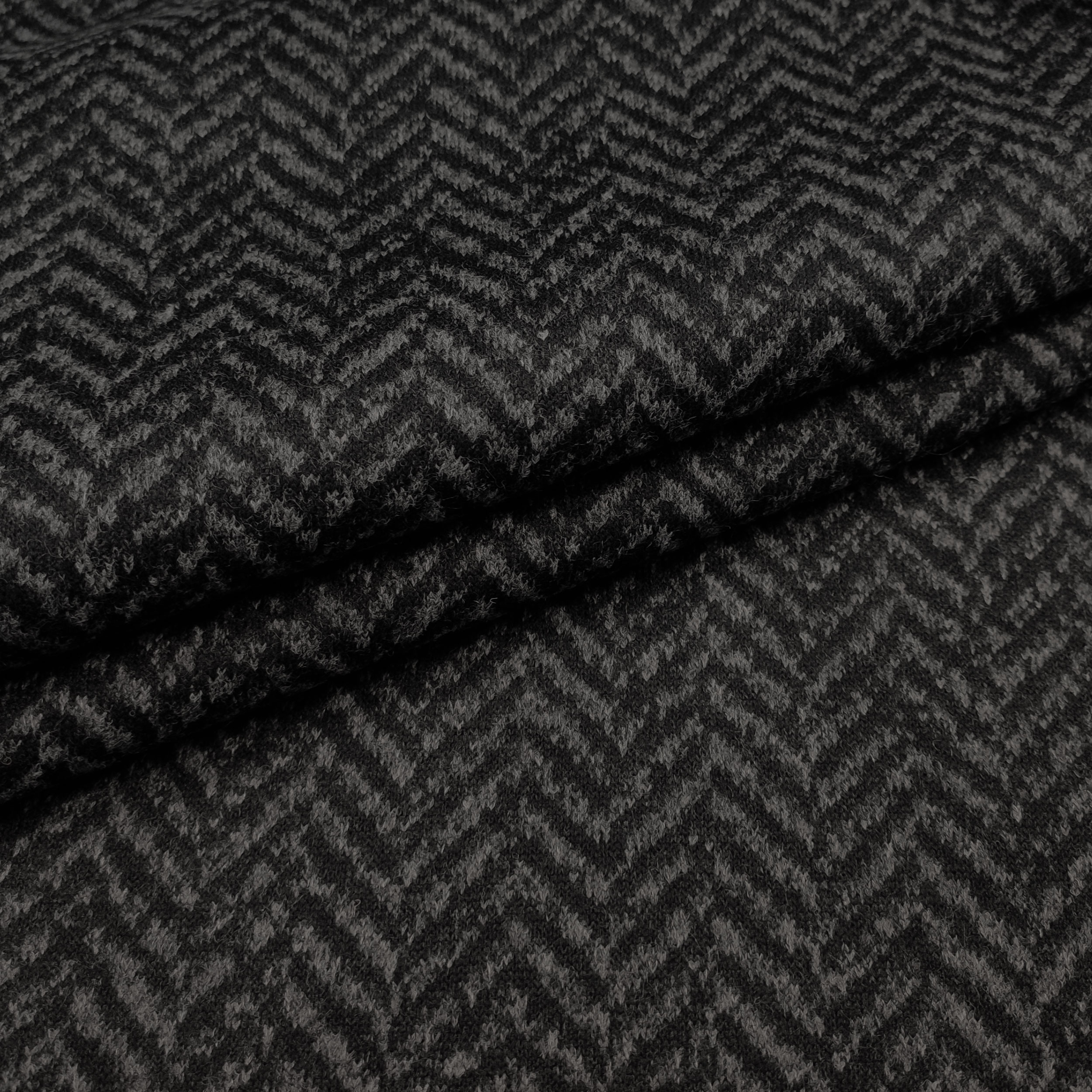 Neoprene Double Lana Spigato e Nido d'Ape Nero