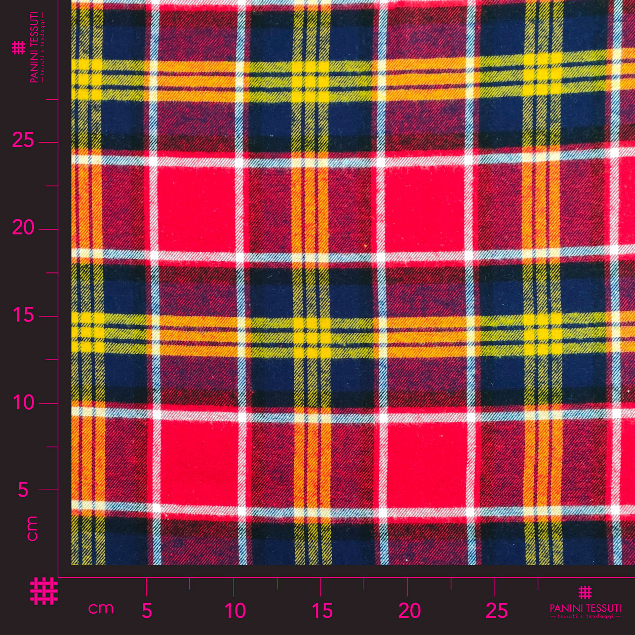 Tessuto Tartan Rosso Blu Giallo