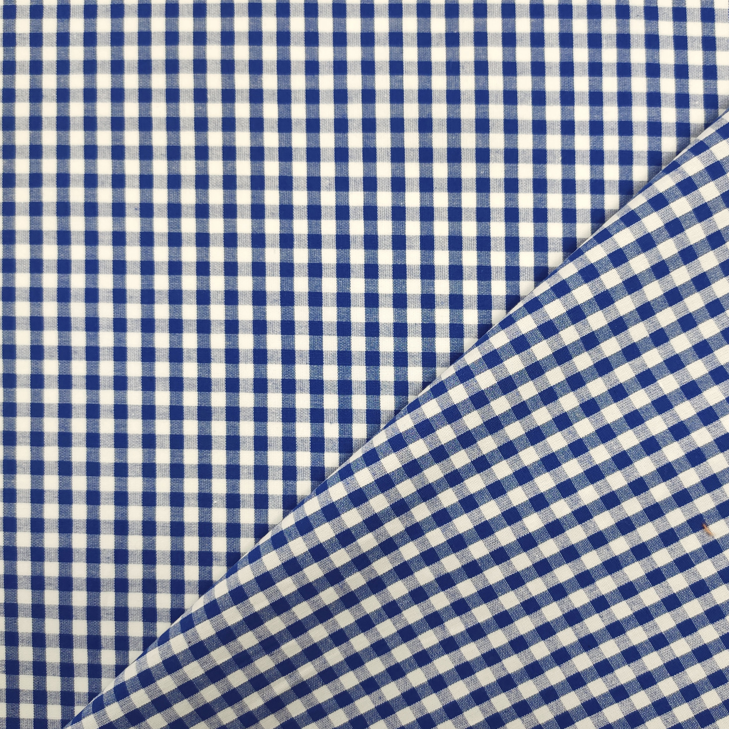 Cotone Medio Peso Elasticizzato Quadretti Blu