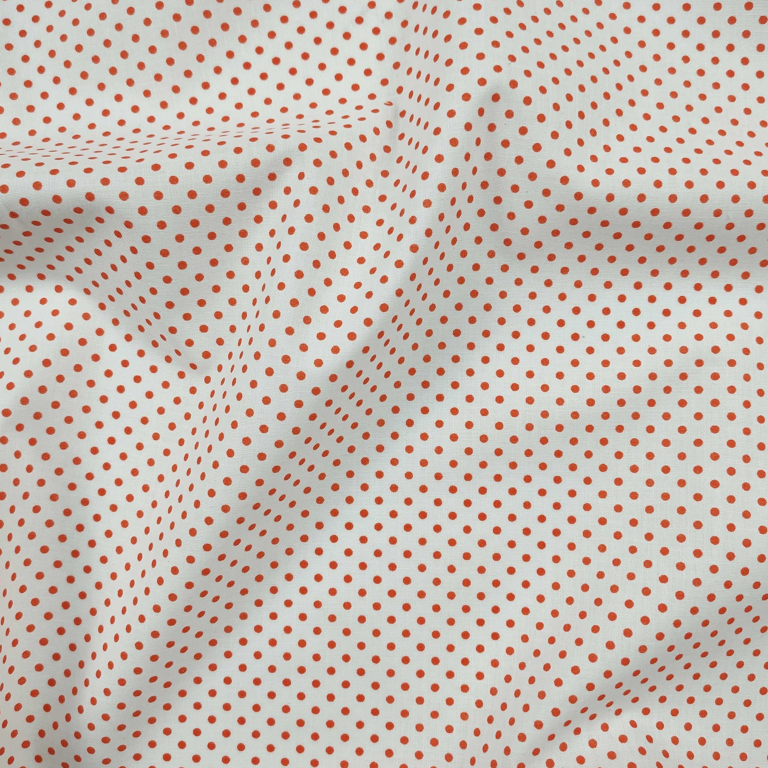 Tessuto Cotone con Pois Arancioni Image