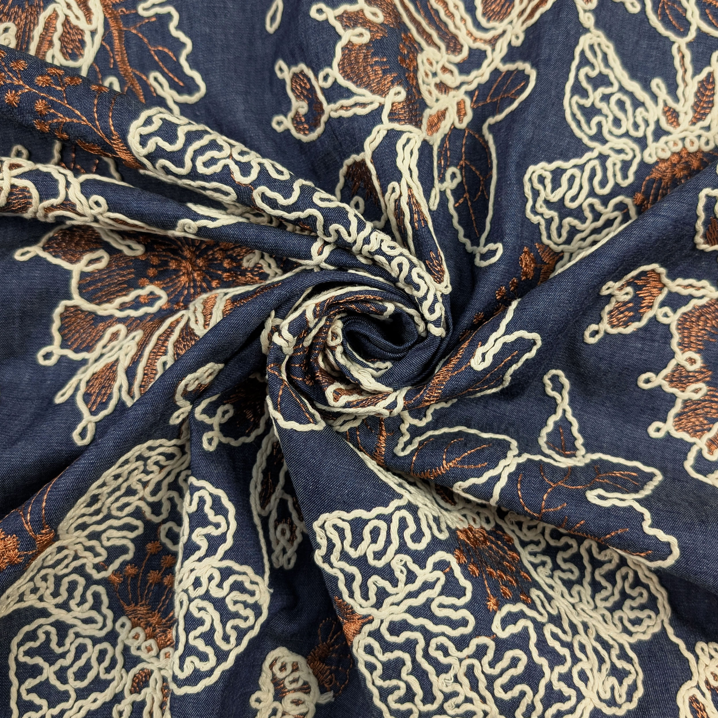 Jeans Cotone Blu Fiori Ricamati Image