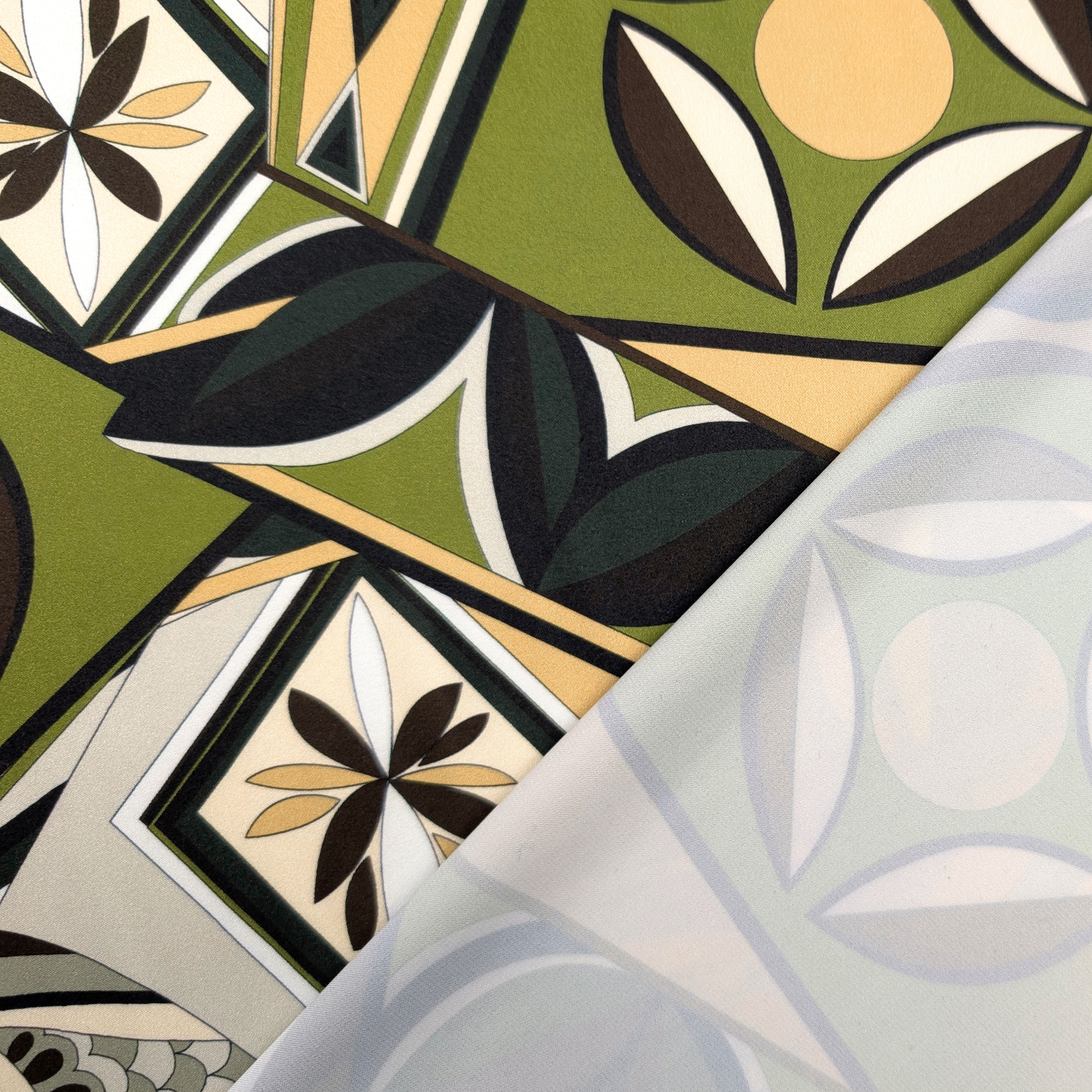 Raso Setato Alta Moda Fantasia Verde Marrone Image