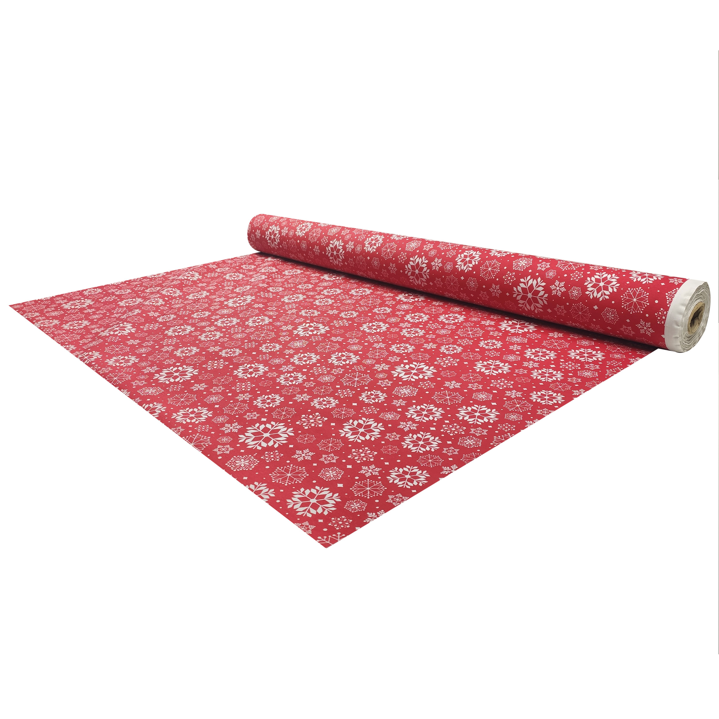 Federa Cuscino 45x45 Cm In Cotone E Lino Rosso | Motivo Fiocchi Di Neve | Con Cerniera | Decorazione Natalizia