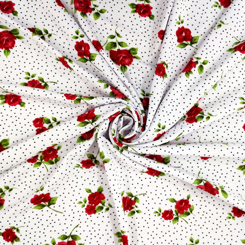 Maglina Rose Rosse Sfondo Bianco Pois