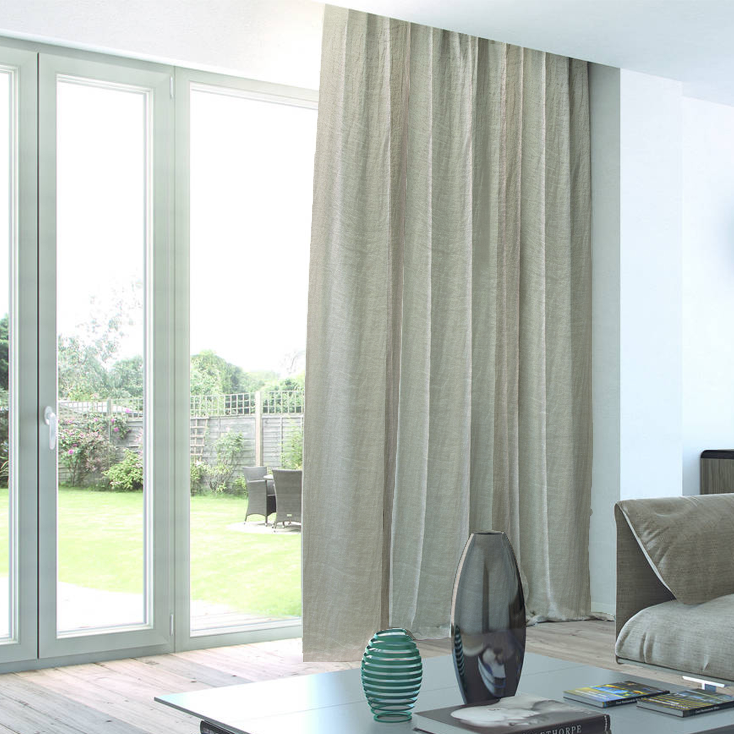 Scampolo Tenda 100% Lino Stropicciato Corda 140x310 cm Image
