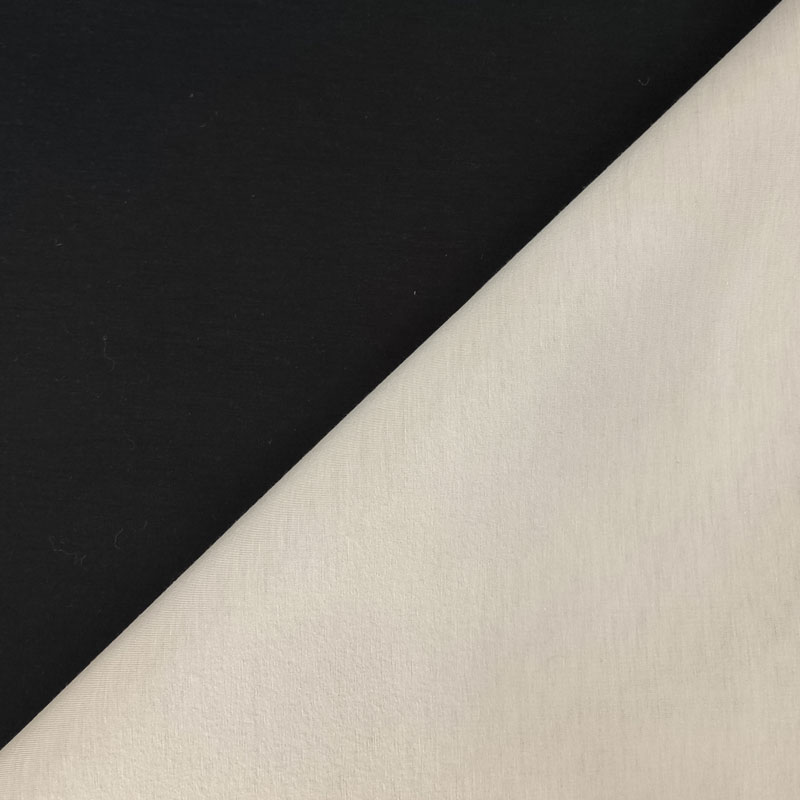 Tessuto Neoprene Bifoderato in Cotone Avorio/Nero