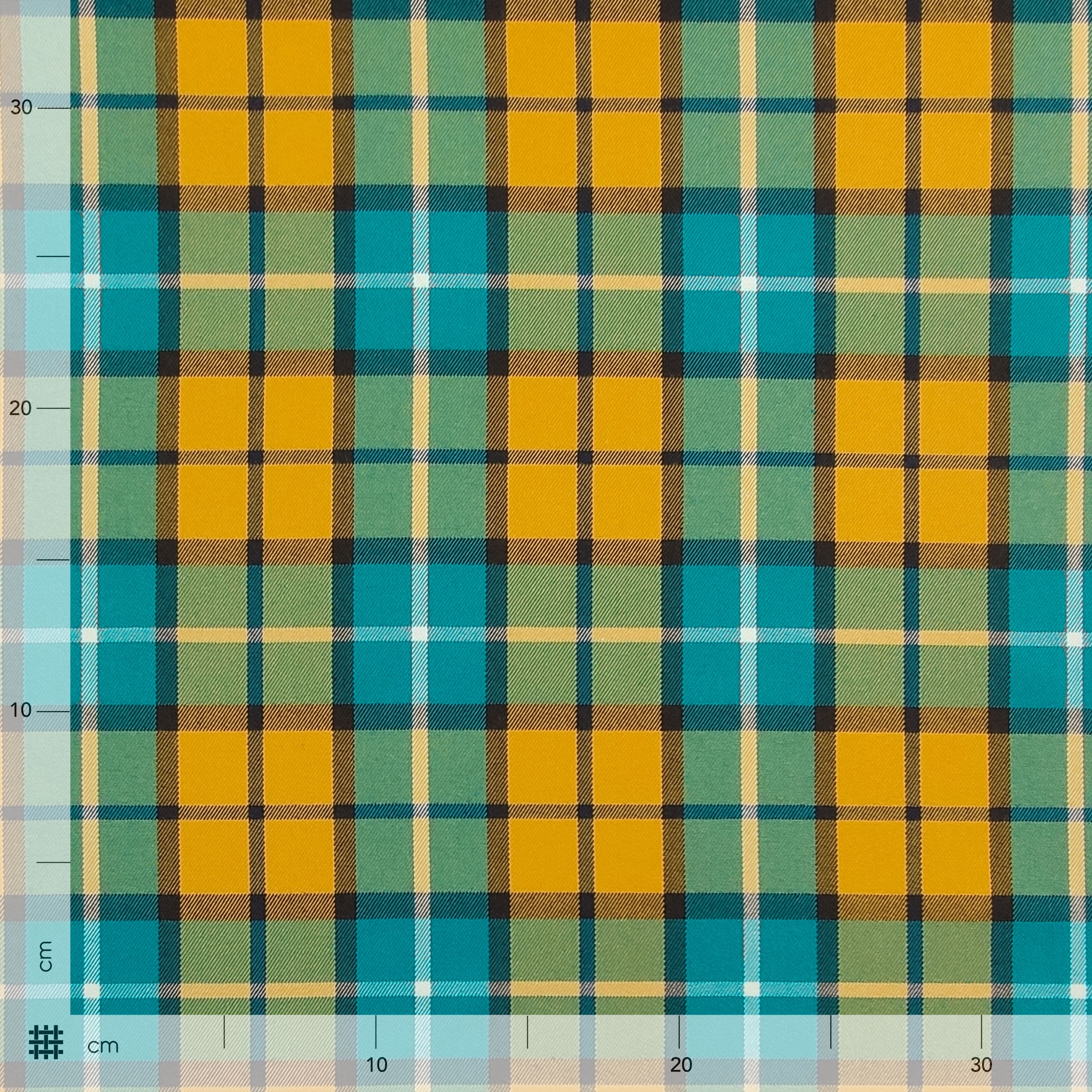 Tessuto Tartan Quadri Ocra e Turchese Image