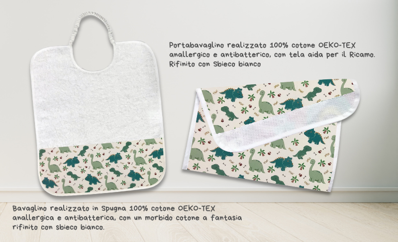 coordinato porta bavaglino e bavaglino panini tessuti