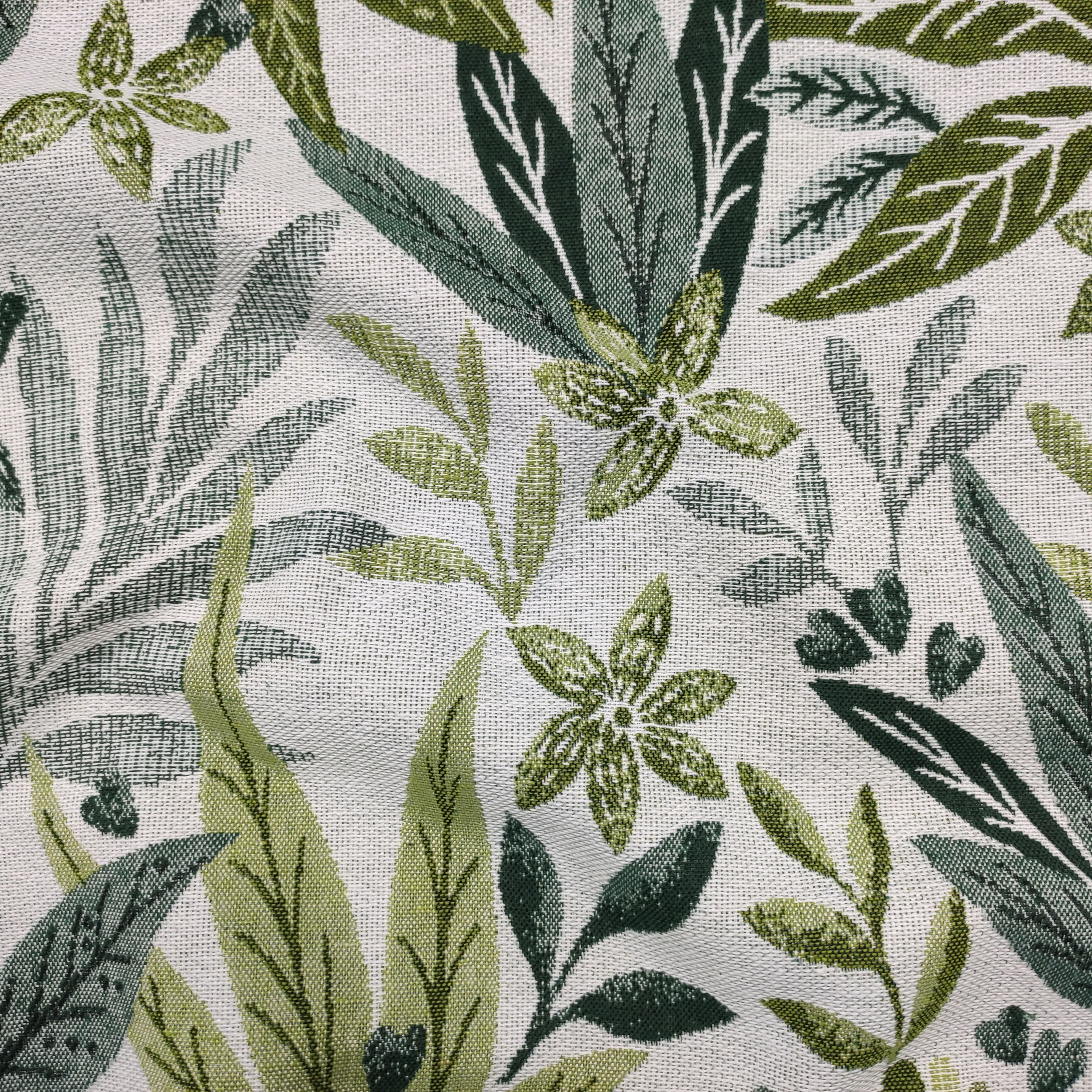 Jacquard Fiori e Foglie Verdi