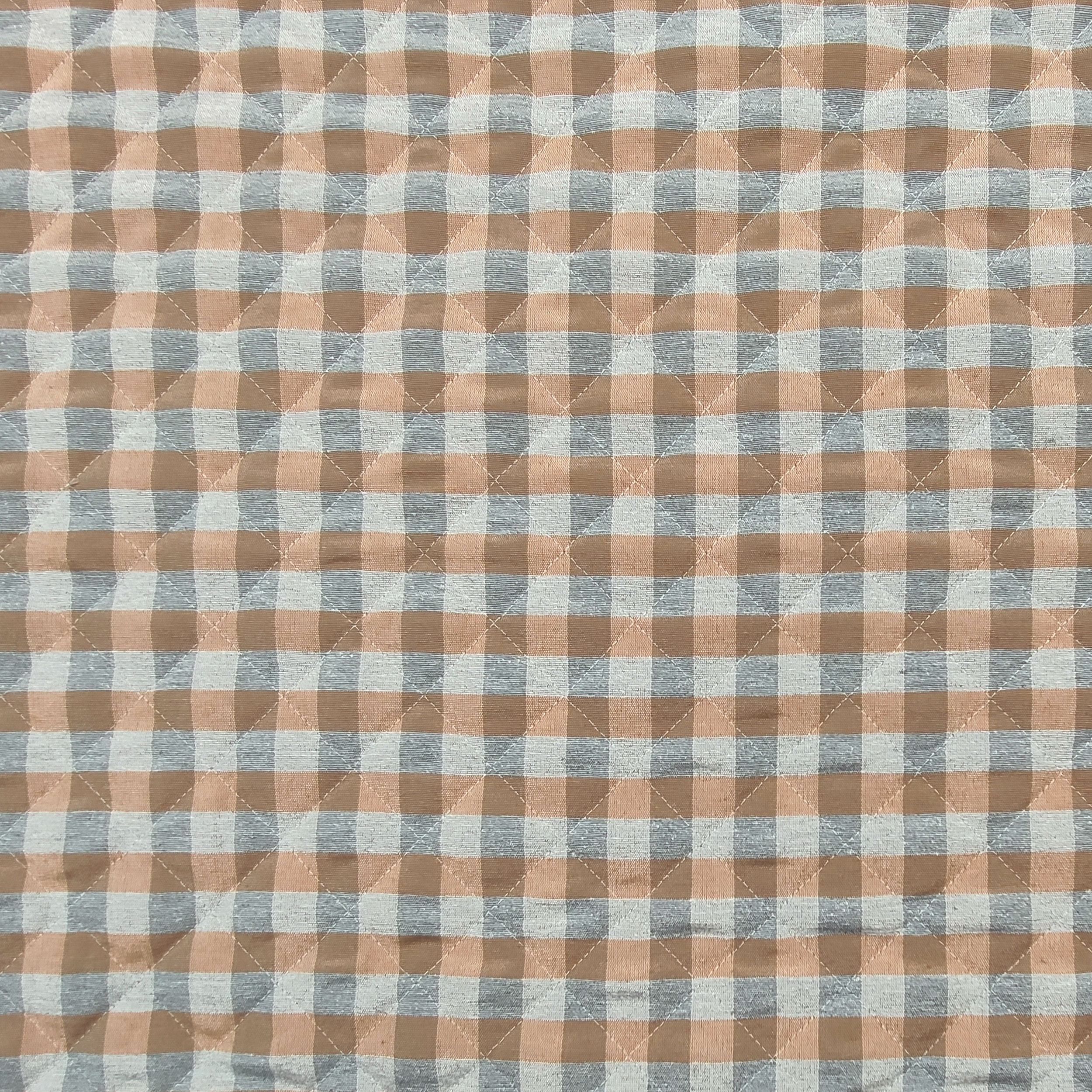Tessuto Trapuntato Quadretti Arancio e Grigio