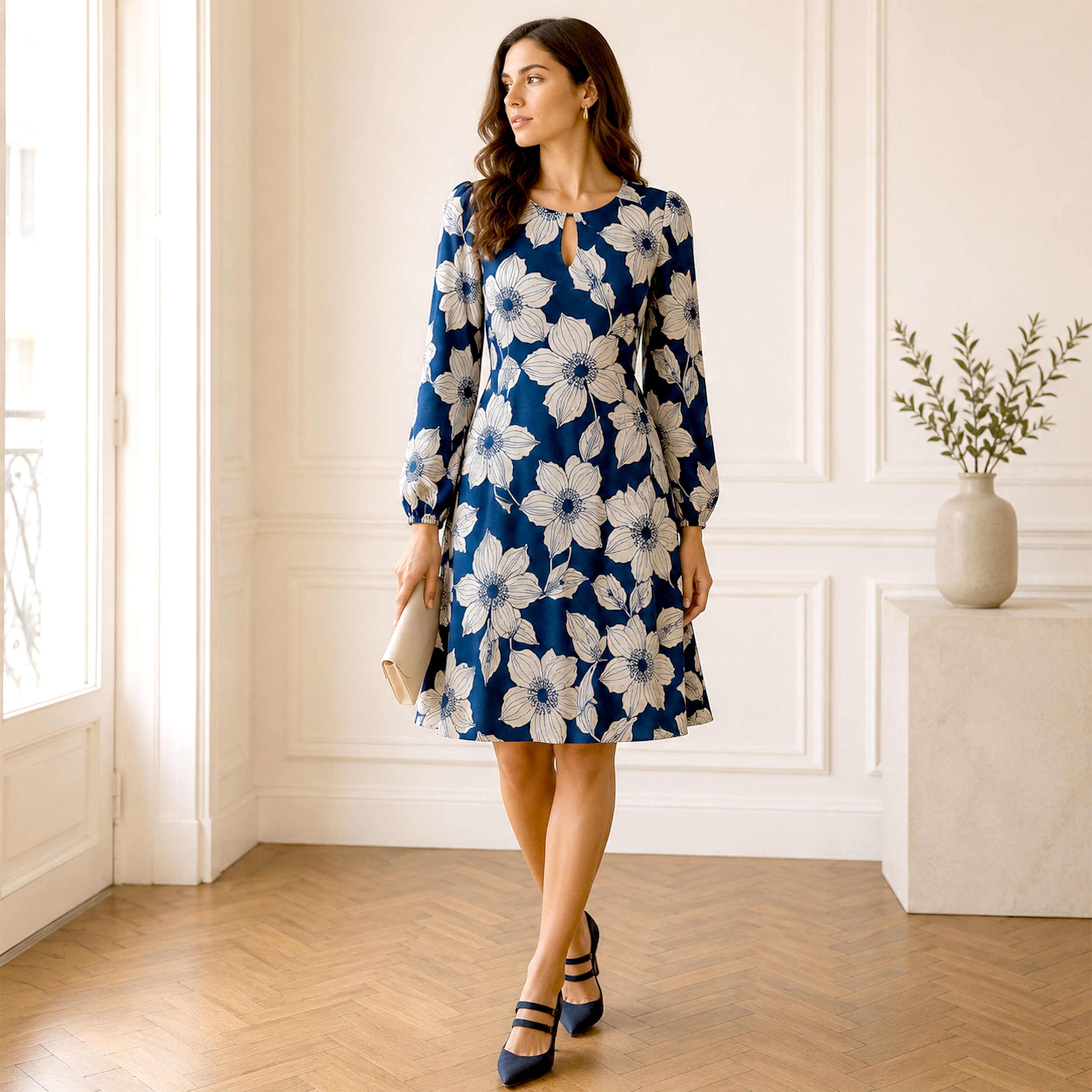 Vellutina Bluette Fiori Moda Bianchi Image