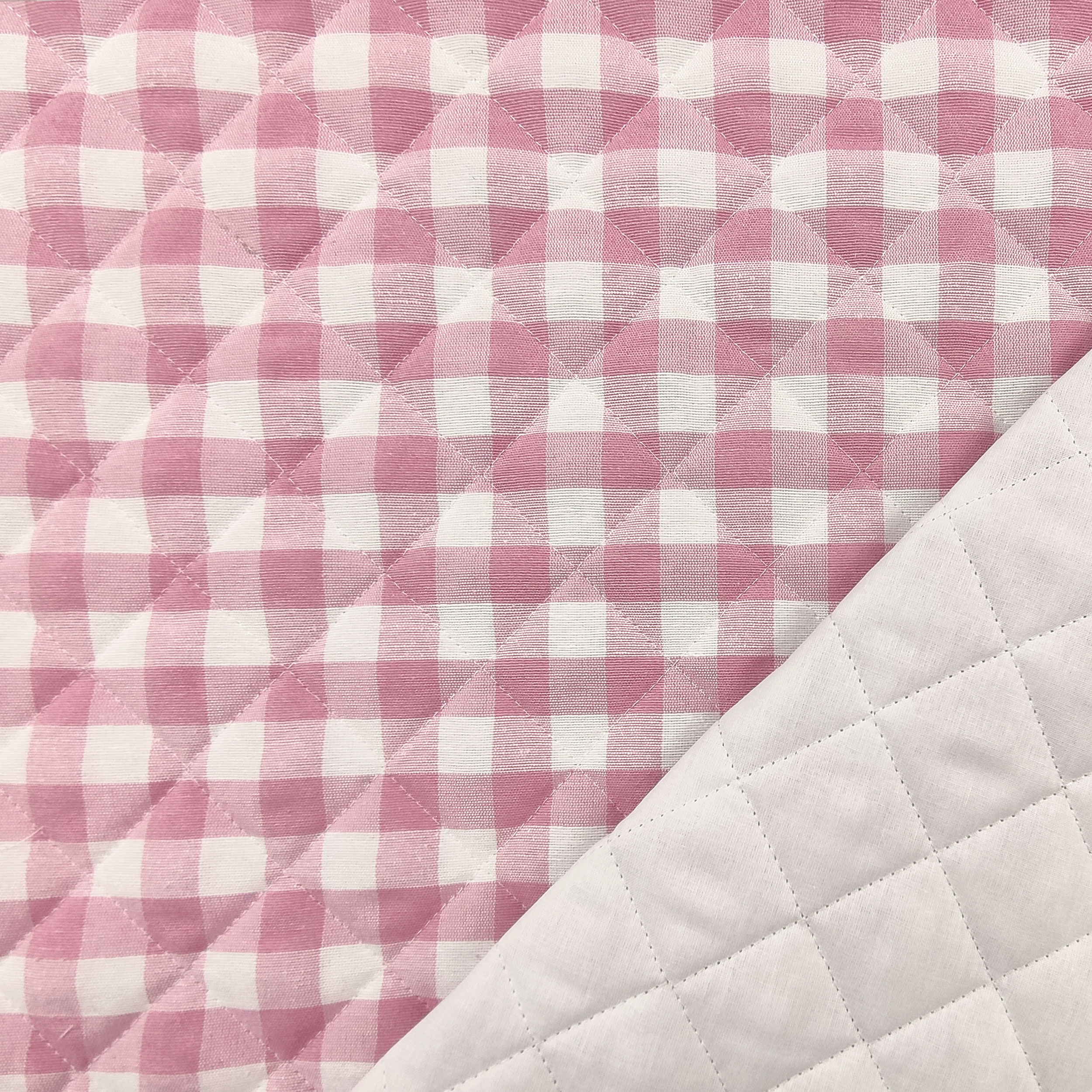 Tessuto Trapuntato Quadretti Rosa