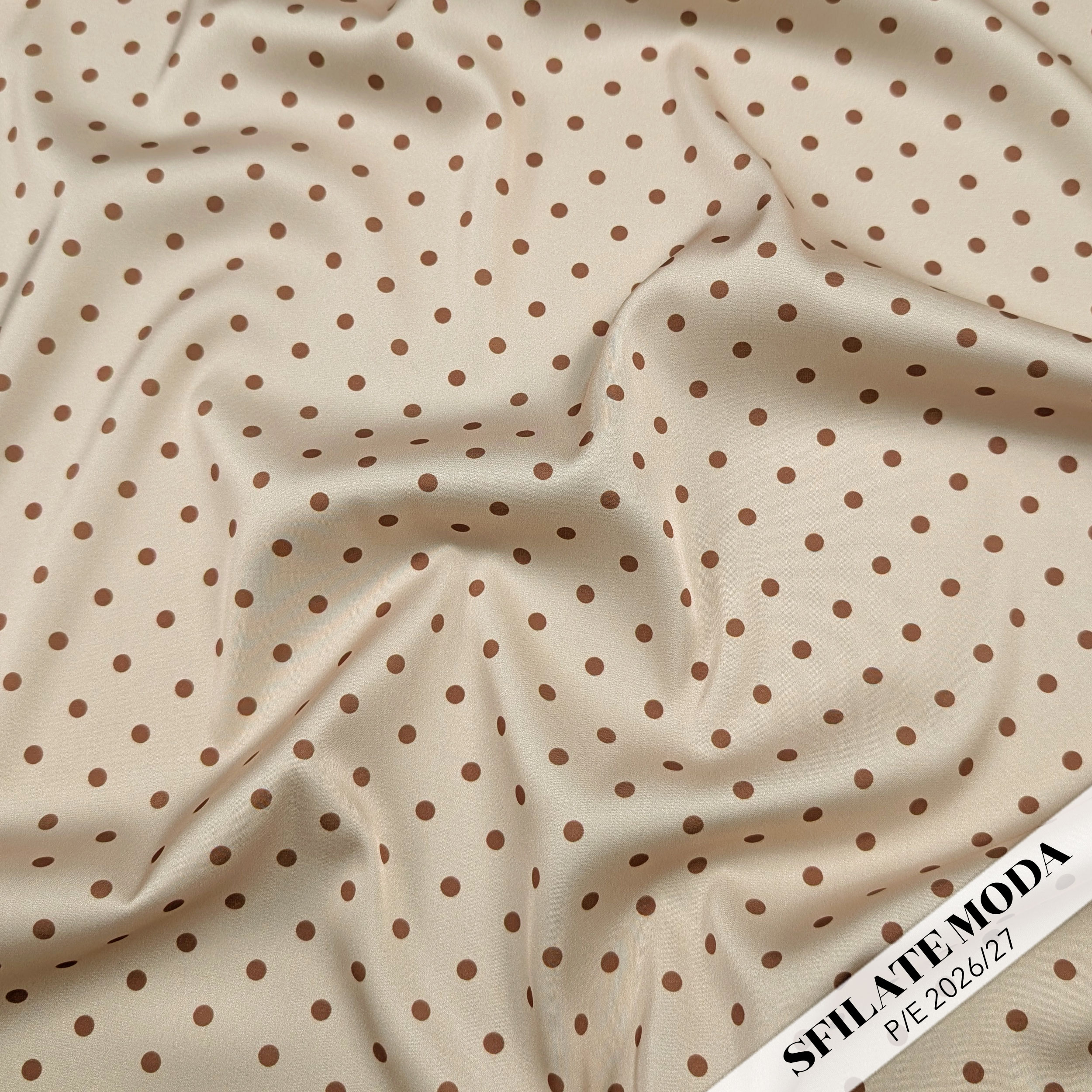 Raso Setato Alta Moda Pois Marroni Image