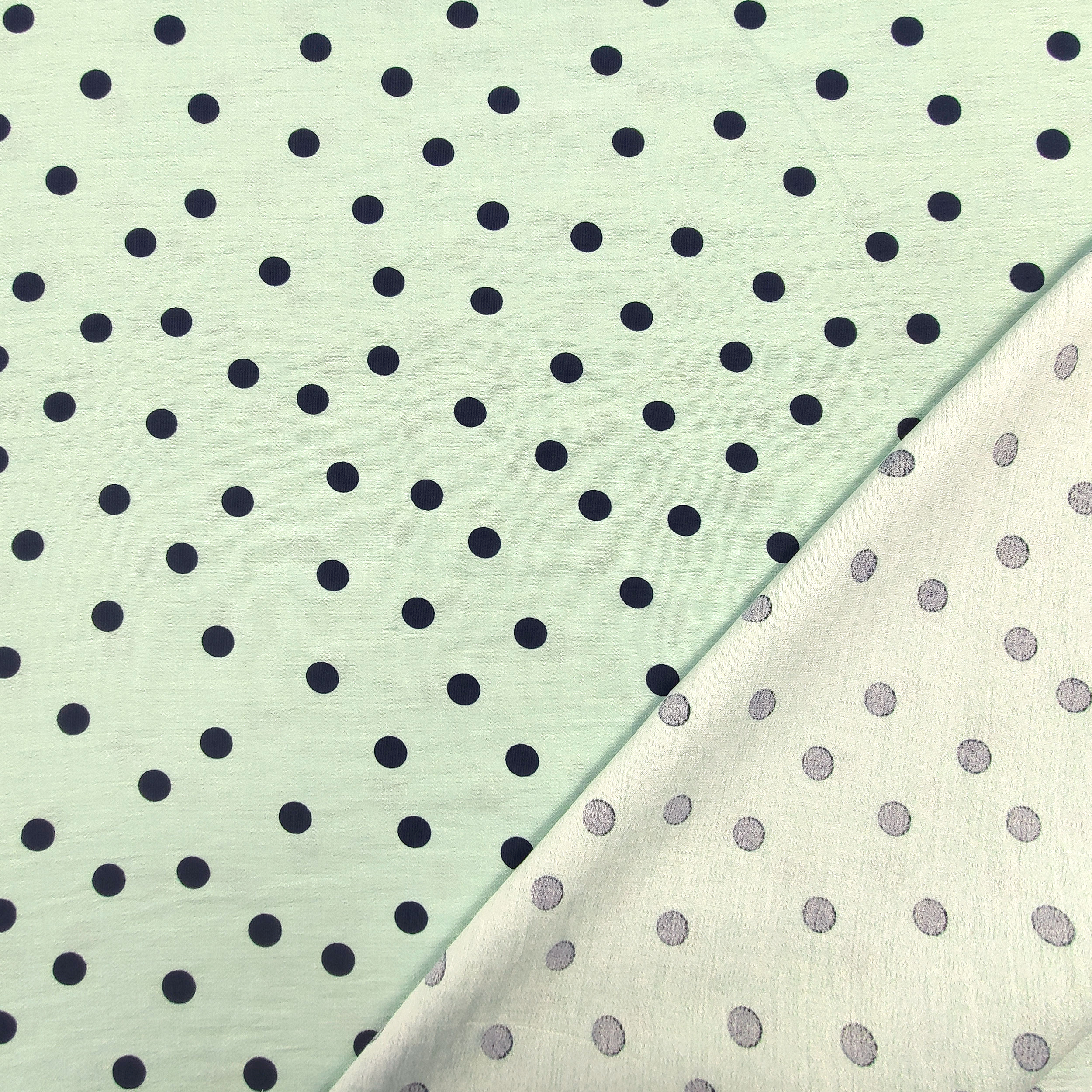 Tessuto Crêpe Viscosa Menta con Pois