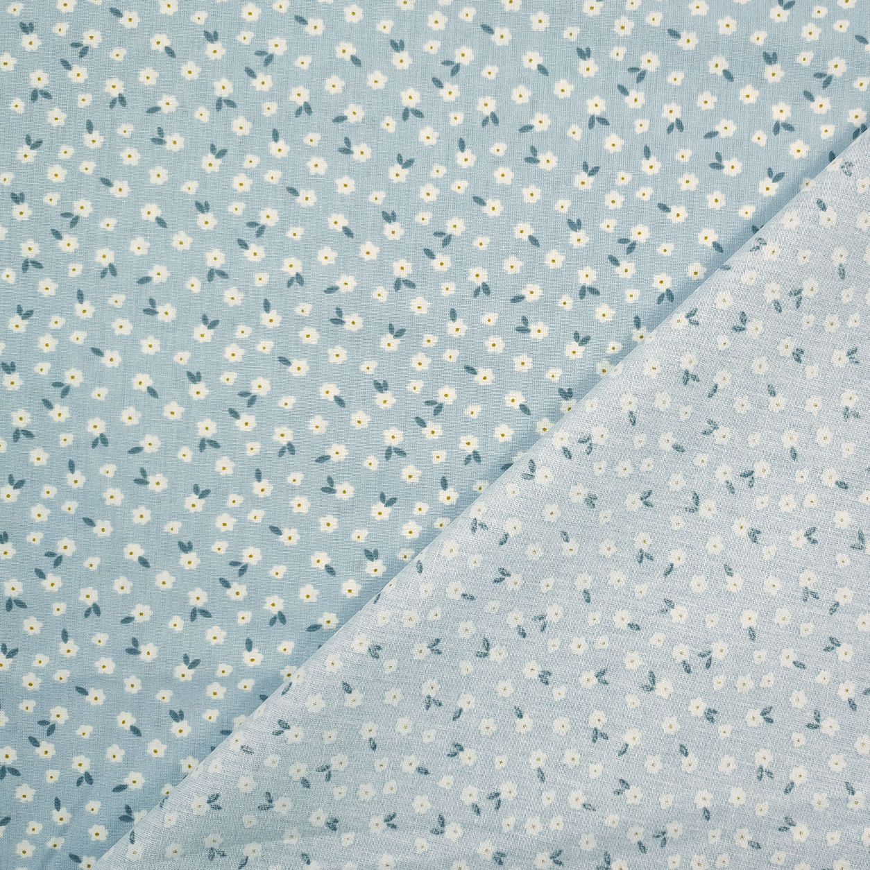 Tessuto cotone fiorellini sfondo azzurro