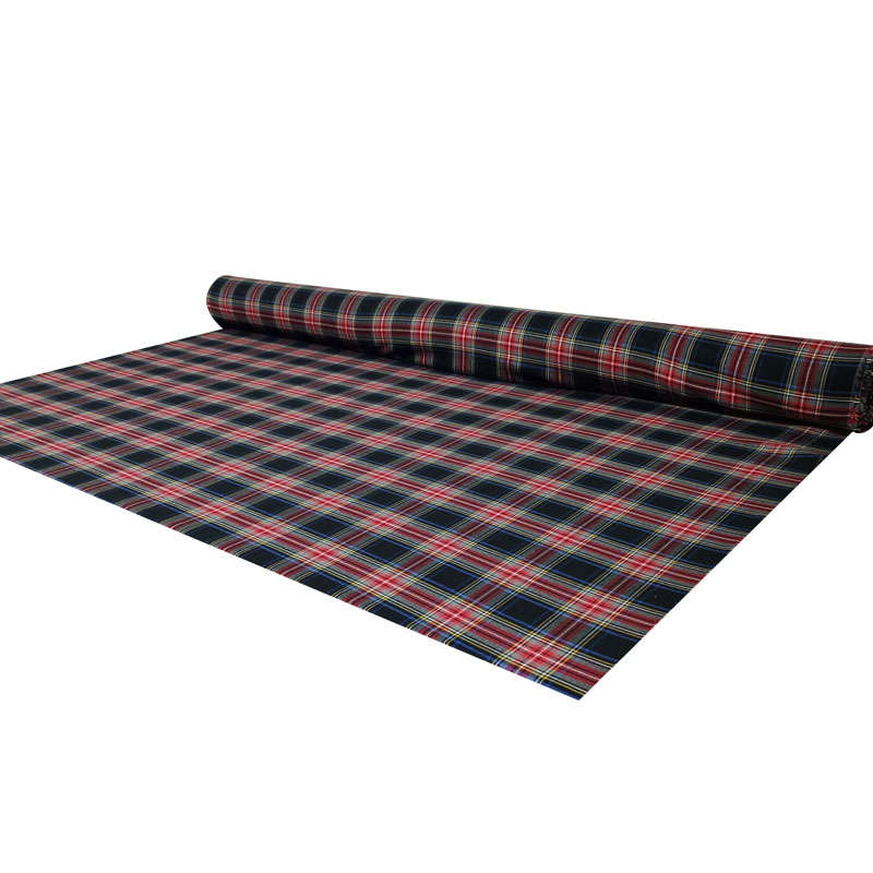 Tessuto Tartan Scozzese Blu Quadri Rossi e Grigi