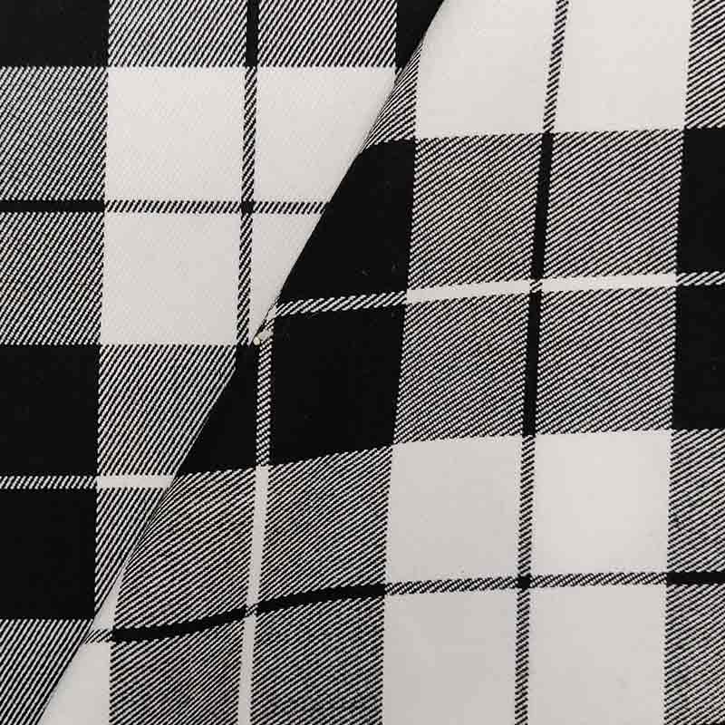 Tessuto Scozzese Quadri Bianco e Nero