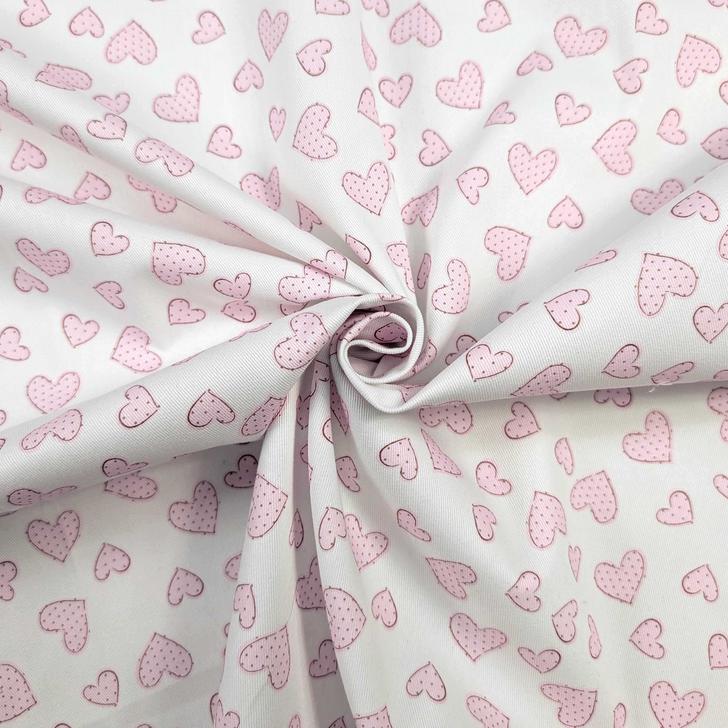 Gabardine Cotone Cuori Rosa Image