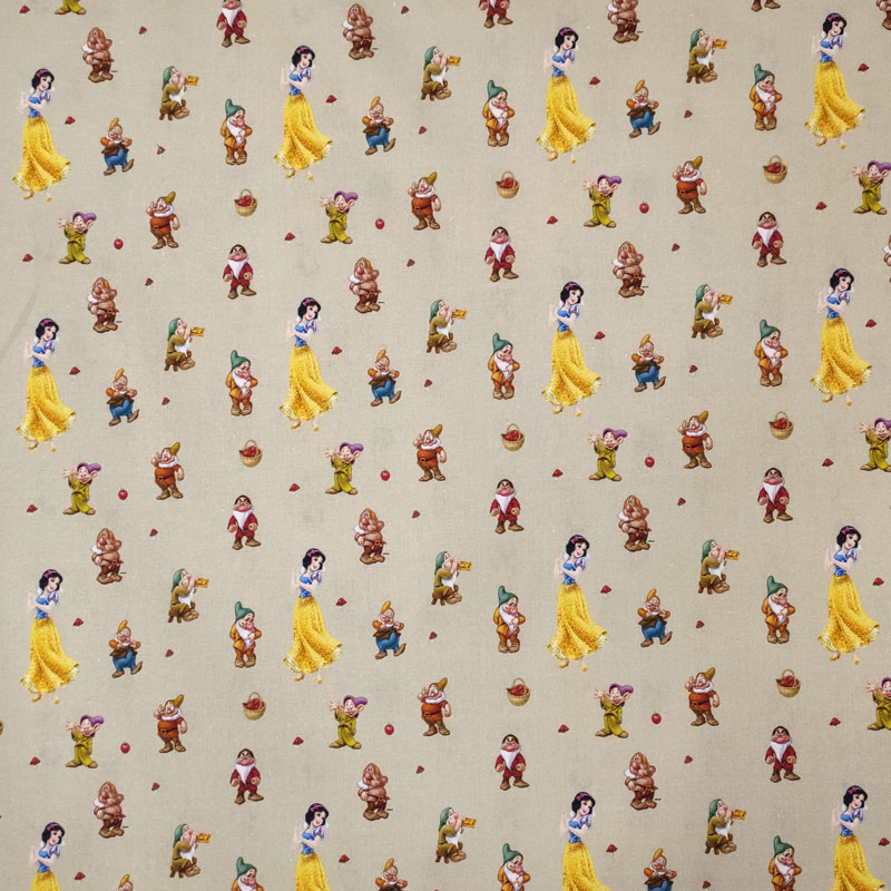 Ritaglio Tessuto Cotone Disney Biancaneve e i 7 Nani 50x140 cm