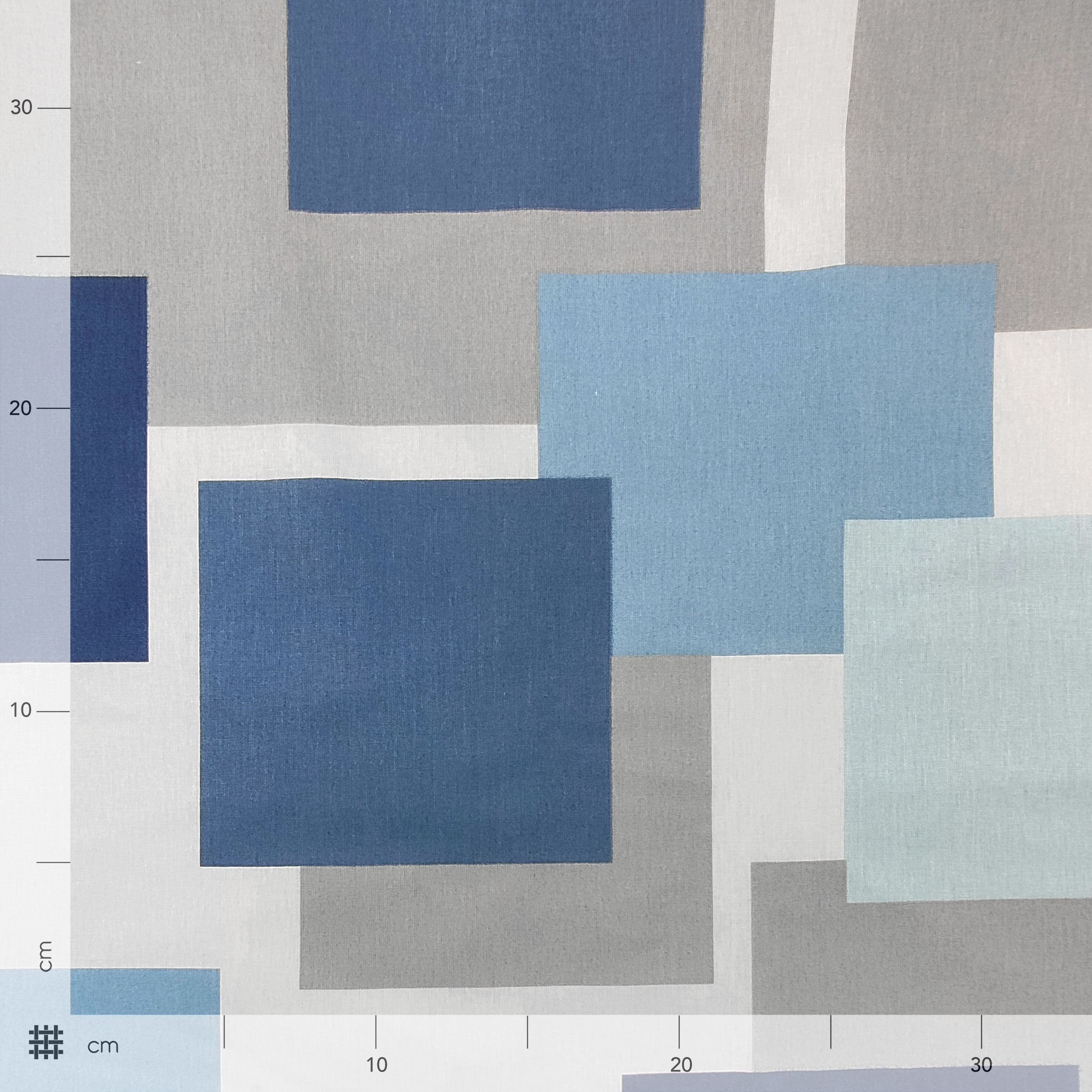 Tessuto Cotone Quadri Blu e Grigi